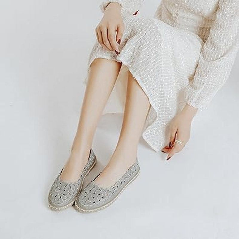 Other Heawish Women's 9.5 Silver Daisy Cutout Espadrille Flats Size US 9.5 / IT 39.5 - 6 Thumbnail