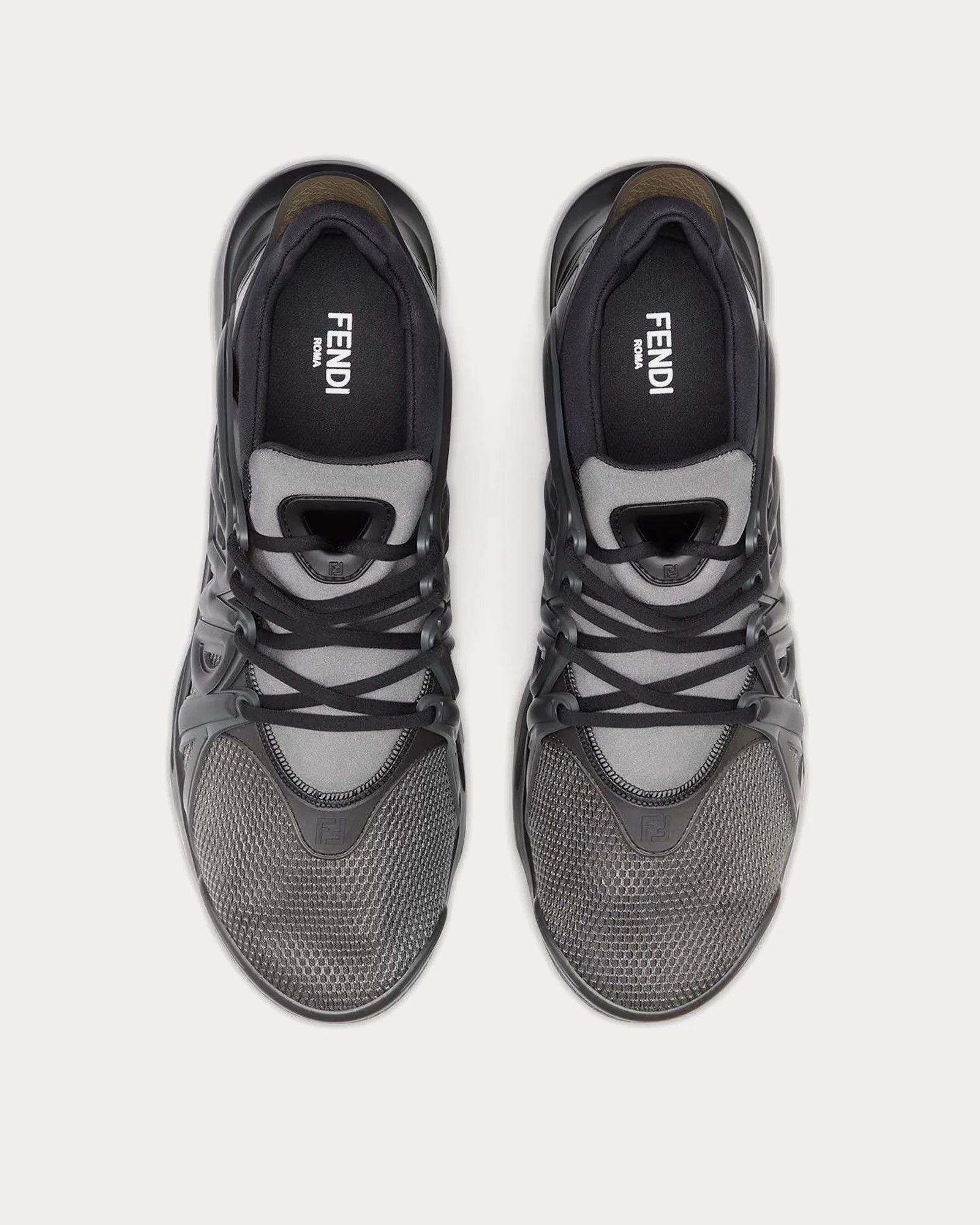 Fendi o1w1db10725 7E1667 Fendi Tag Low-Top Sneakers in Black/Grey Size US 11 / EU 44 - 2 Thumbnail