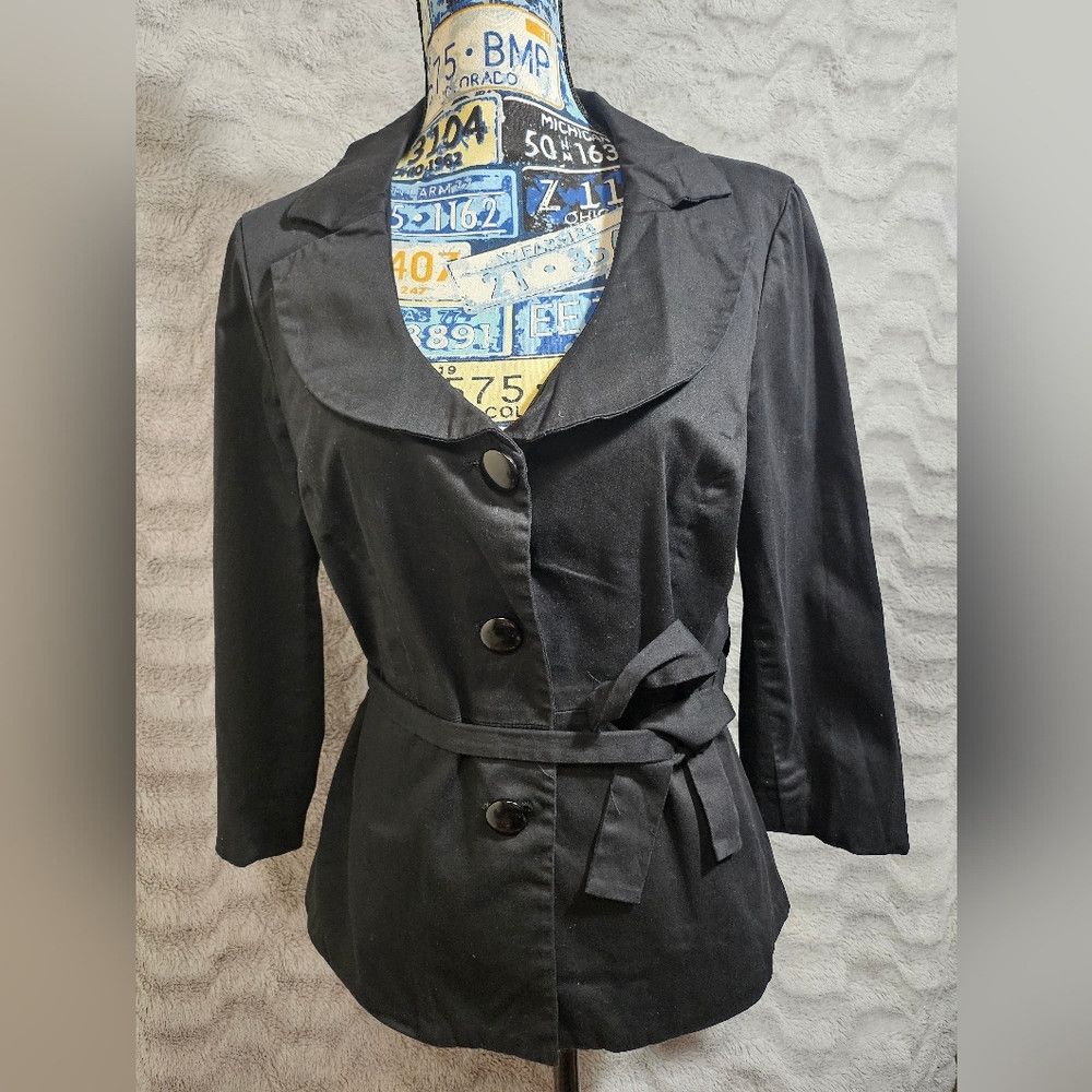 Sandro × Vintage Sandro Sportswear Black Belted Crop 3/4 sleeve Blazer Jacke Size M / US 6-8 / IT 42-44 - 2 Thumbnail
