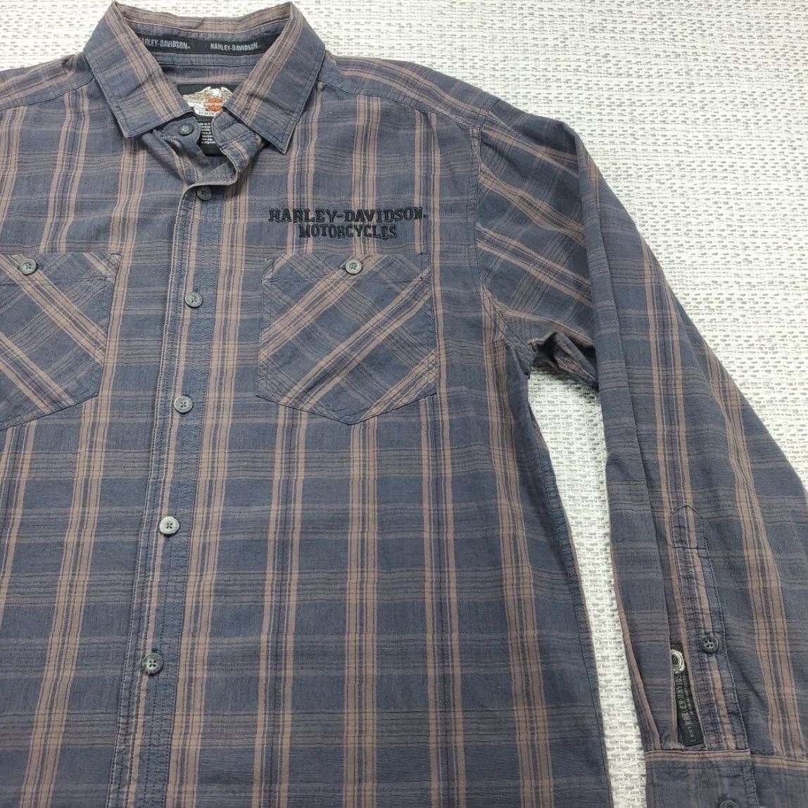 Harley Davidson Harley-Davidson Shirt Mens M Plaid Long Sleeve Button-Up Embroidered Bike Casual Size US M / EU 48-50 / 2 - 2 Thumbnail