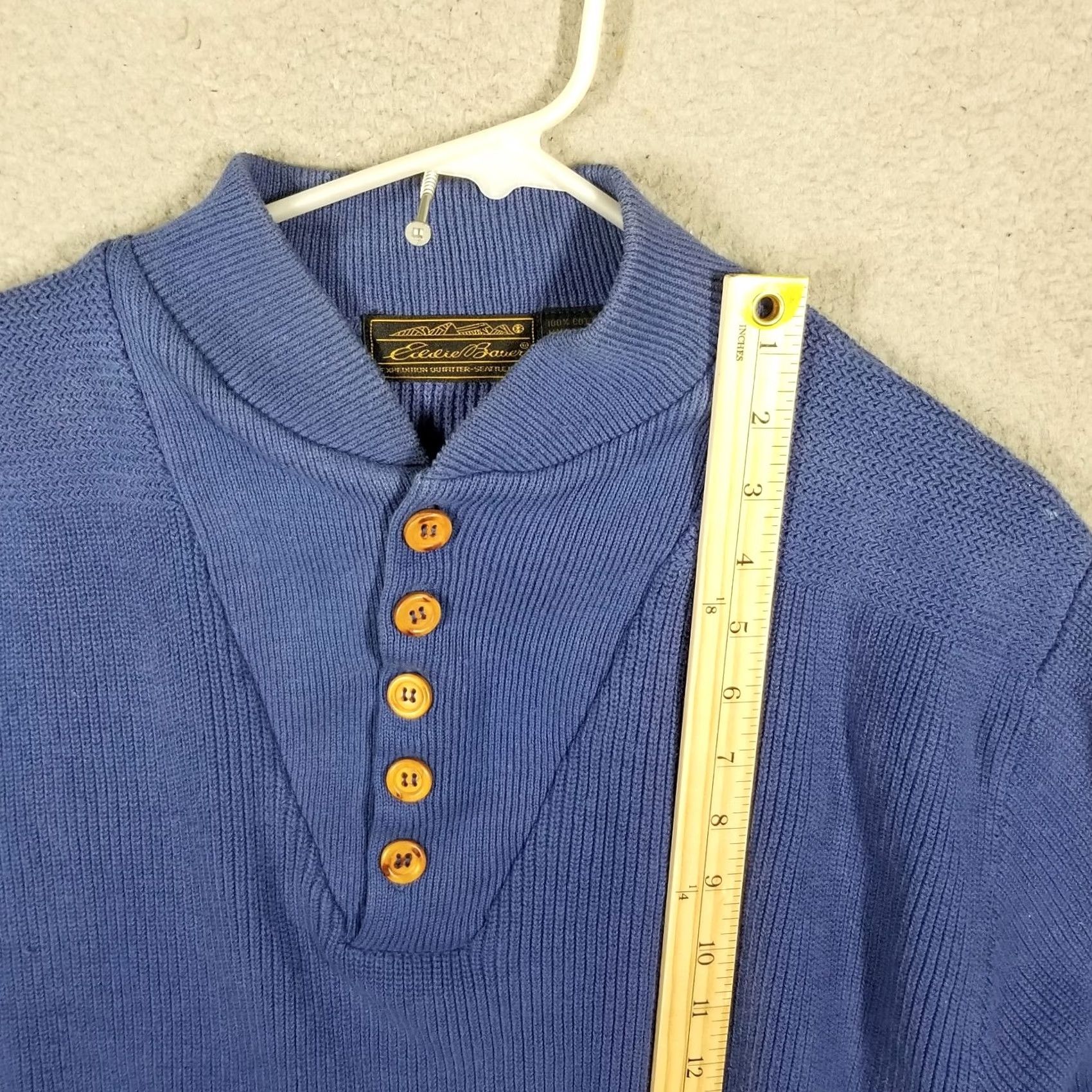 Vintage VINTAGE LL Bean Henley Sweater Men XL Blue Quarter Button Fisherman 90s Size US XL / EU 56 / 4 - 3 Thumbnail