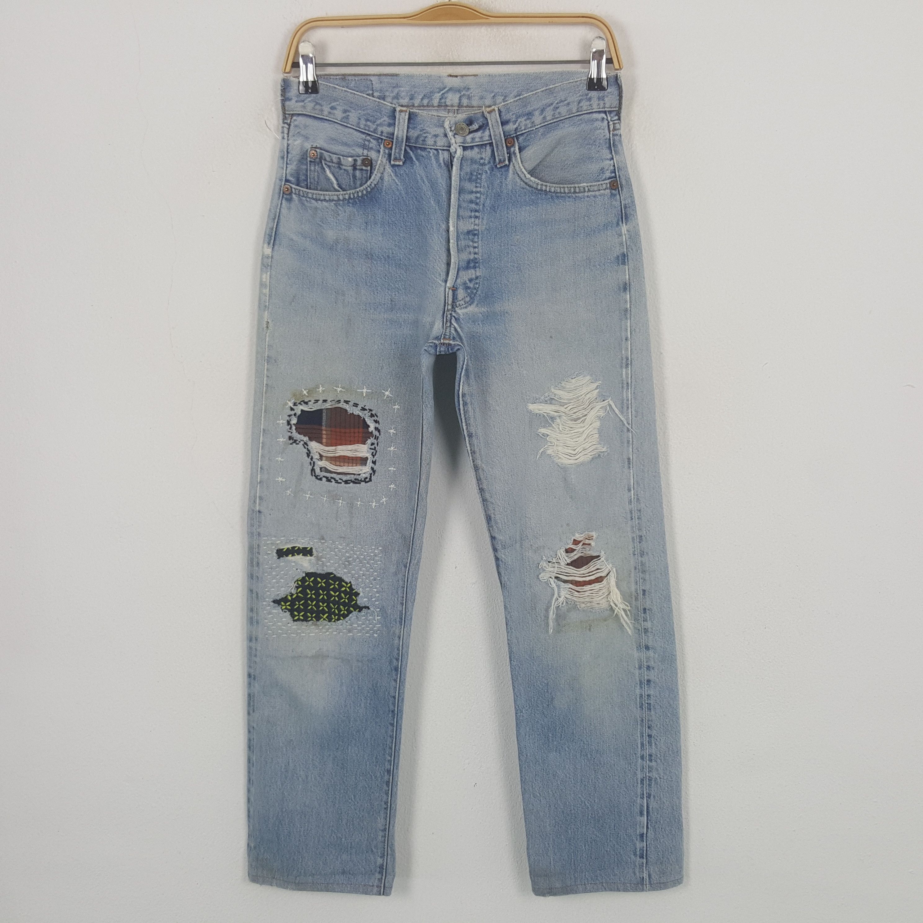 Levi's Vintage Clothing Vintage Levi's 501 Distressed Patch Denim Jeans Size US 28 / EU 44 - 1 Thumbnail