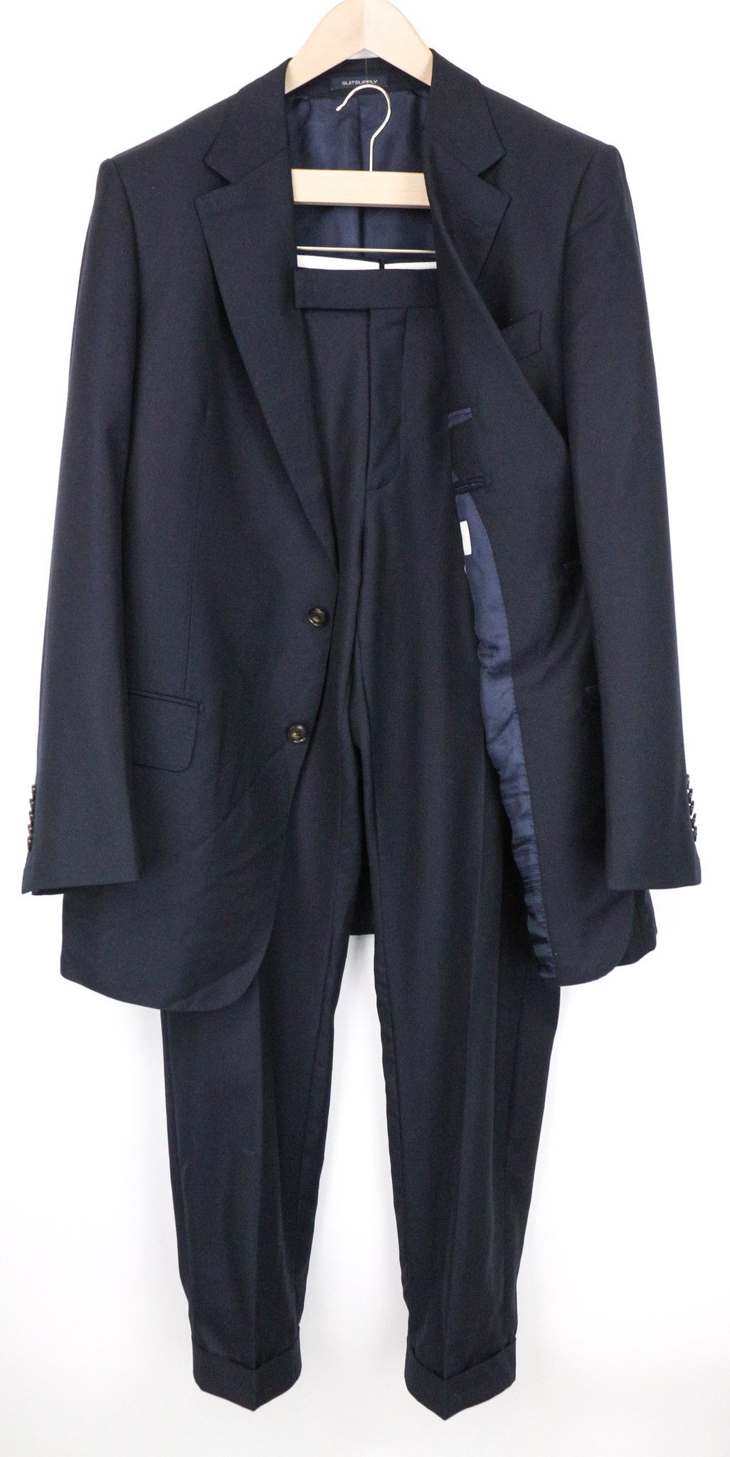 Suitsupply WASHINGTON UK46R Wool Super130s Blue Suit 73888 Size 46R - 1 Thumbnail