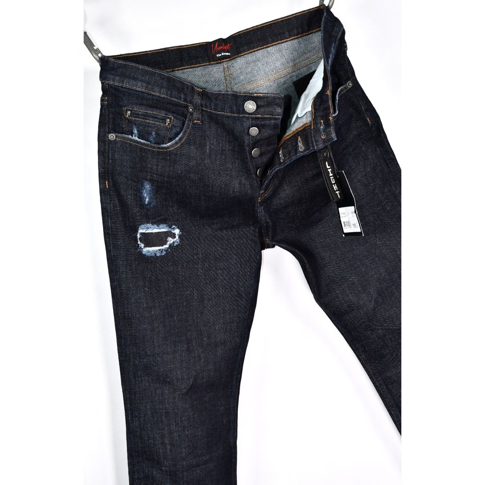 The Kooples The Kooples Moonlight Men's Short Drop Cropped Jeans W31 Blue Denim 5-Pocket 96%Cotton 4%Elastane Cropped 90s Style Mens Size US 31 - 4 Thumbnail