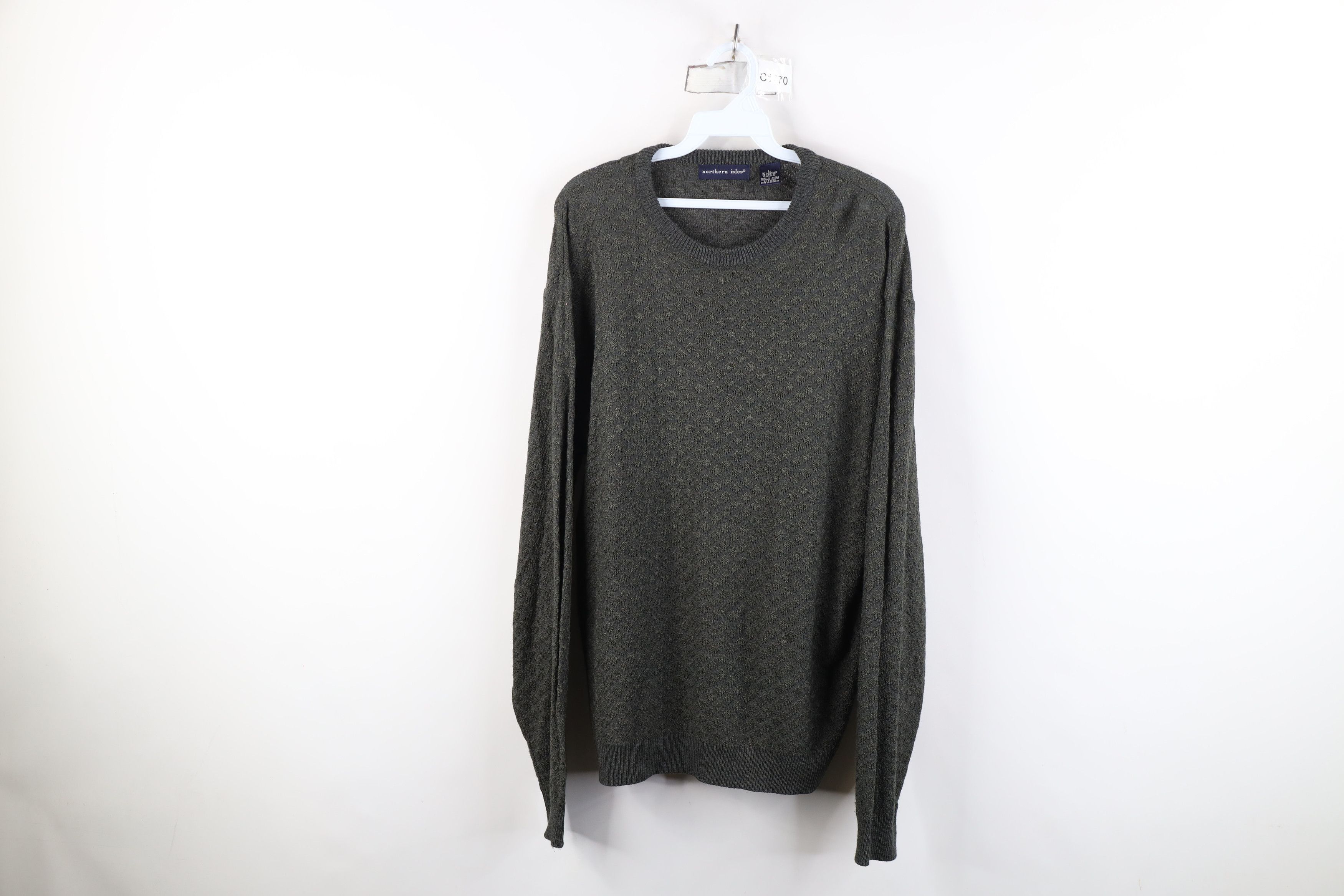 Vintage Vintage 90s Streetwear Diamond Knit Crewneck Sweater Green Size US L / EU 52-54 / 3 - 1 Thumbnail