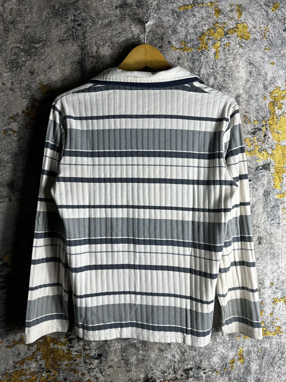 Yohji Yamamoto STOG WAVY STRIPED UNDEFINED DOUBLE LAYER SHIRT WESTERN Size US M / EU 48-50 / 2 - 5 Thumbnail