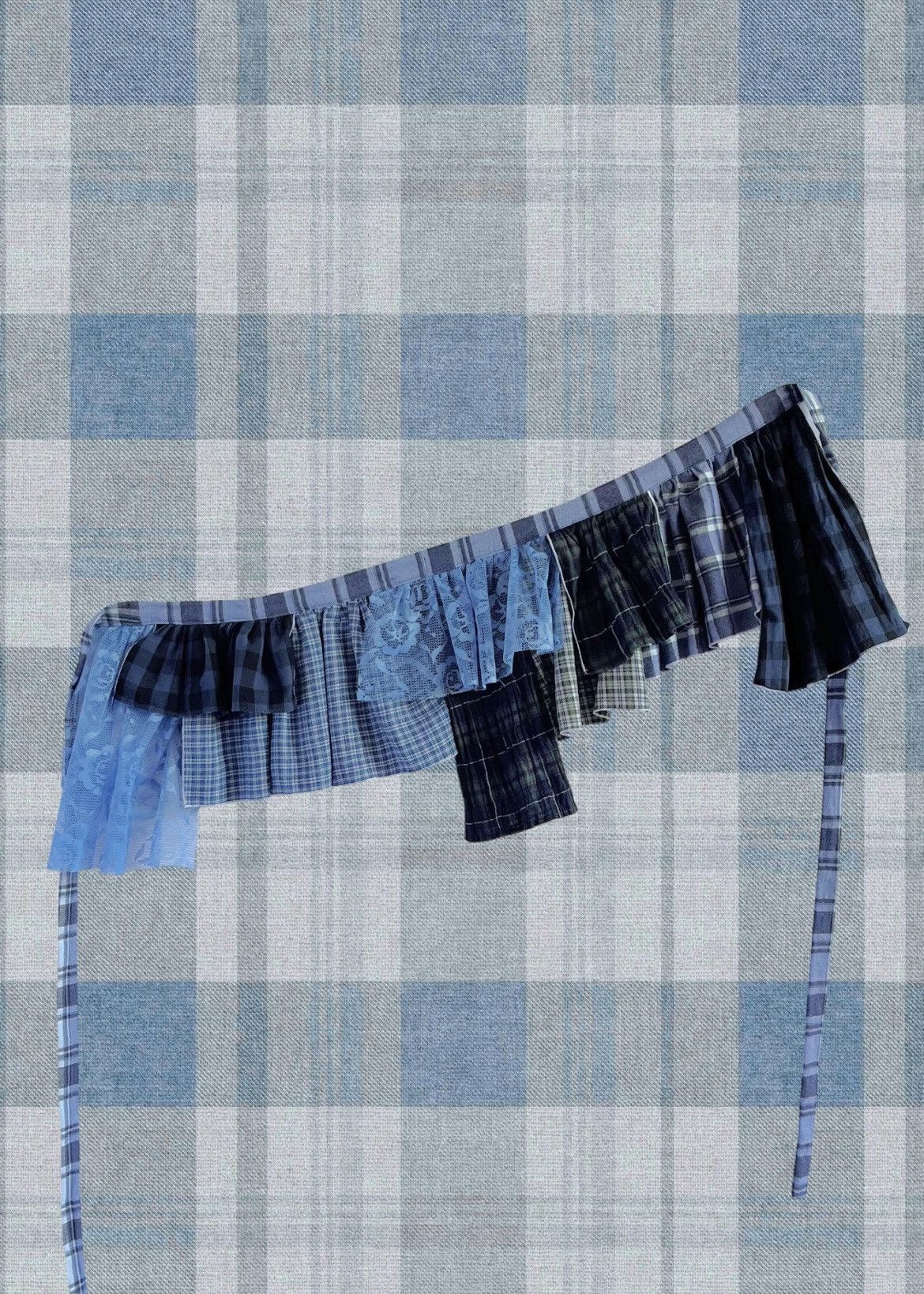 Custommade One-of-a-Kind Upcycled Plaid & Lace Belt Skirt Size 28" / US 6 / IT 42 - 1 Thumbnail