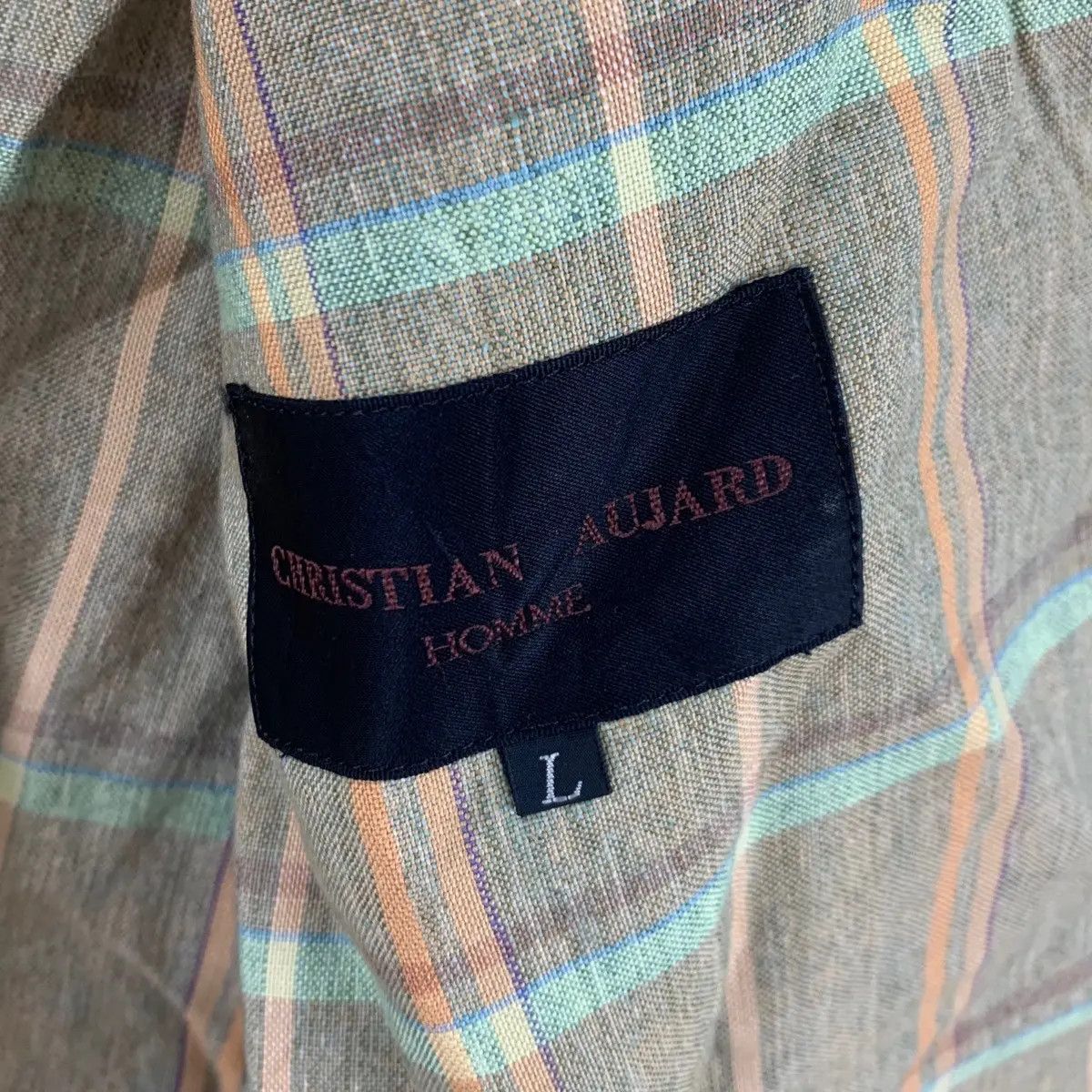 Vintage Vintage CHRISTIAN AUJARD PARIS HOMME Tartan Blazer Size 44R - 7 Thumbnail