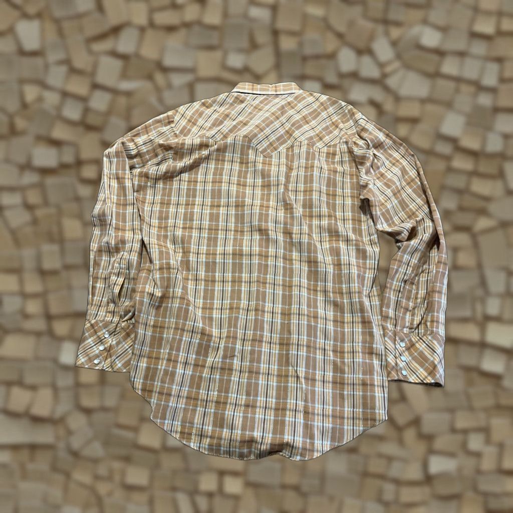 Vintage Miller Shirt Men's Size 16-35 Orange Brown Plaid Western Button Up Shirt, Casual, Regular Fit, Long Sleeve, Collared, Fall Spring Summer, Mens Size XXL / US 16-18 / IT 52-54 - 1 Thumbnail