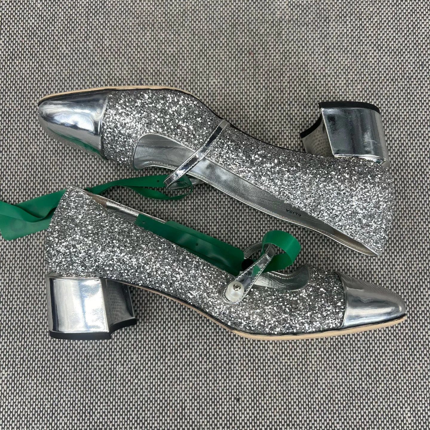 Jimmy Choo Jimmy Choo Elisa Sequin Silver Heels Size 37 with Box Size US 6 / IT 36 - 3 Thumbnail