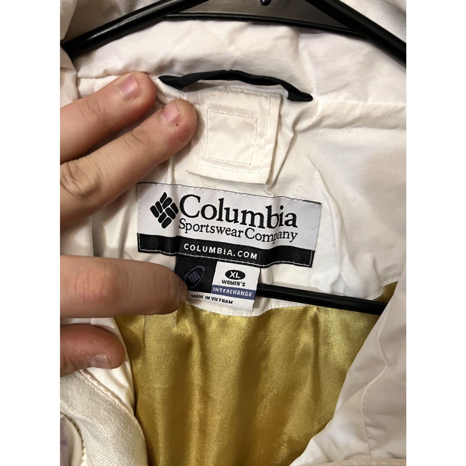 Vintage Columbia Jacket Interchangeable Hooded Womens XL Green White Parka Buttoned? No, keep to original words. Size XL / US 12-14 / IT 48-50 - 2 Thumbnail