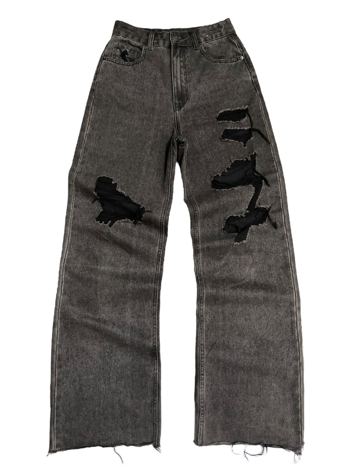 KMRii Vintage Japanese Distressed Fade Wash Wide Leg Baggy Jeans Size 26" / US 2 / IT 38 - 14 Thumbnail