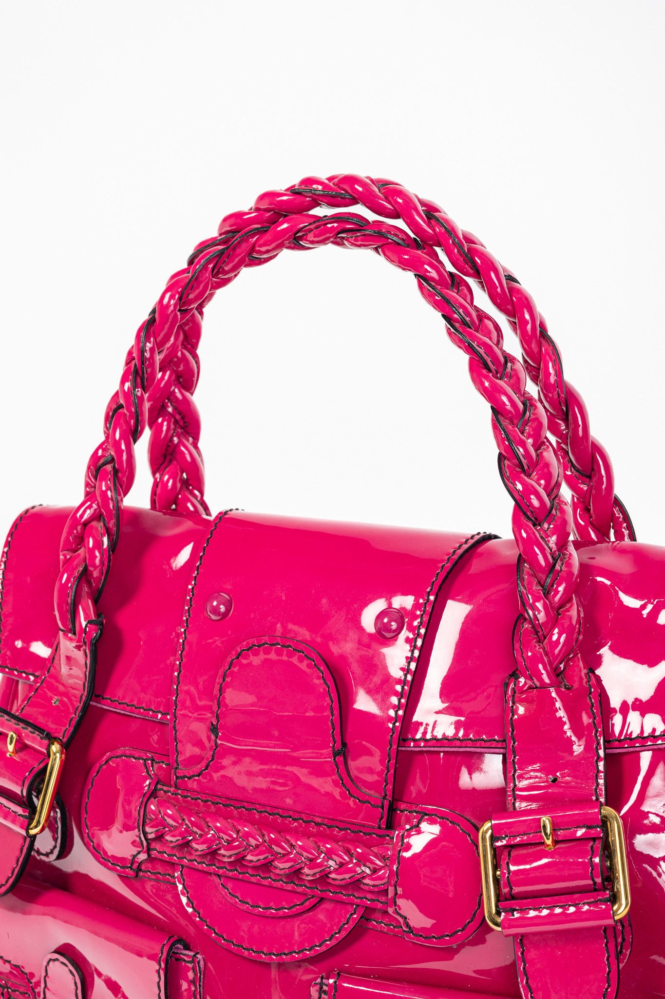 Valentino Valentino Garavani Histoire Lacca Leather Braided Handle Bag Size ONE SIZE - 6 Thumbnail