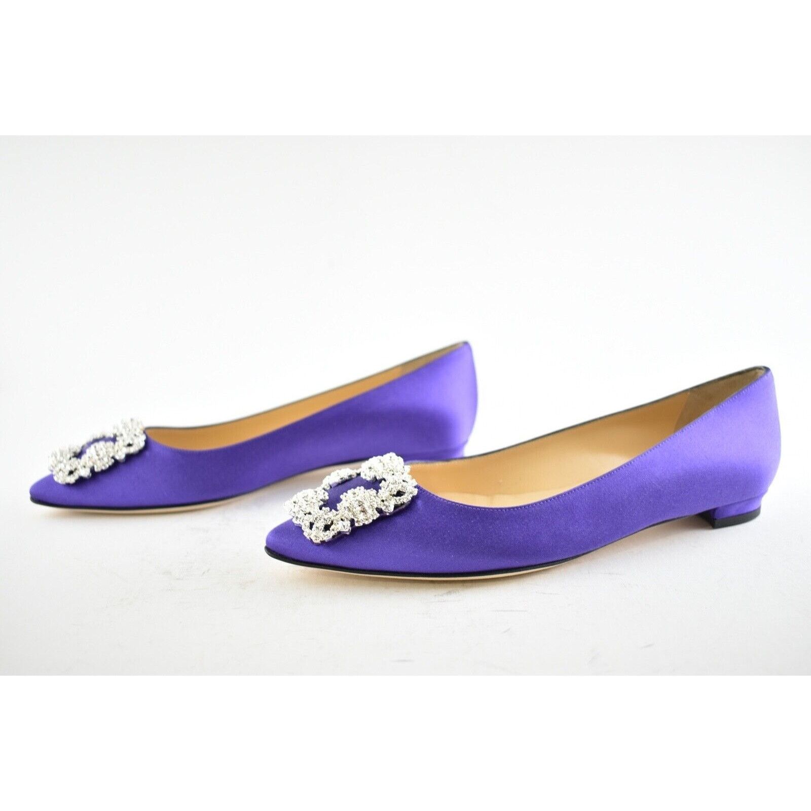 Manolo Blahnik Hangisi Satin Jewel Buckle Ballerina Ballet Flat 38 Size US 8 / IT 38 - 10 Thumbnail