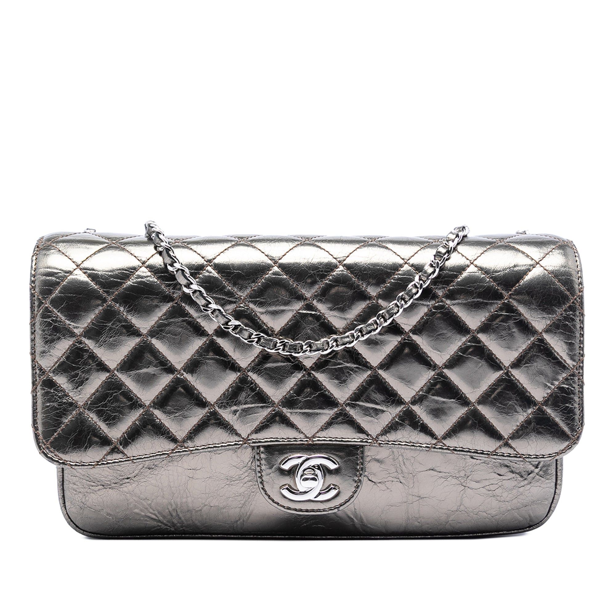 Chanel Medium Metallic Crackled Calfskin Clams Pocket Flap Size ONE SIZE - 1 Thumbnail