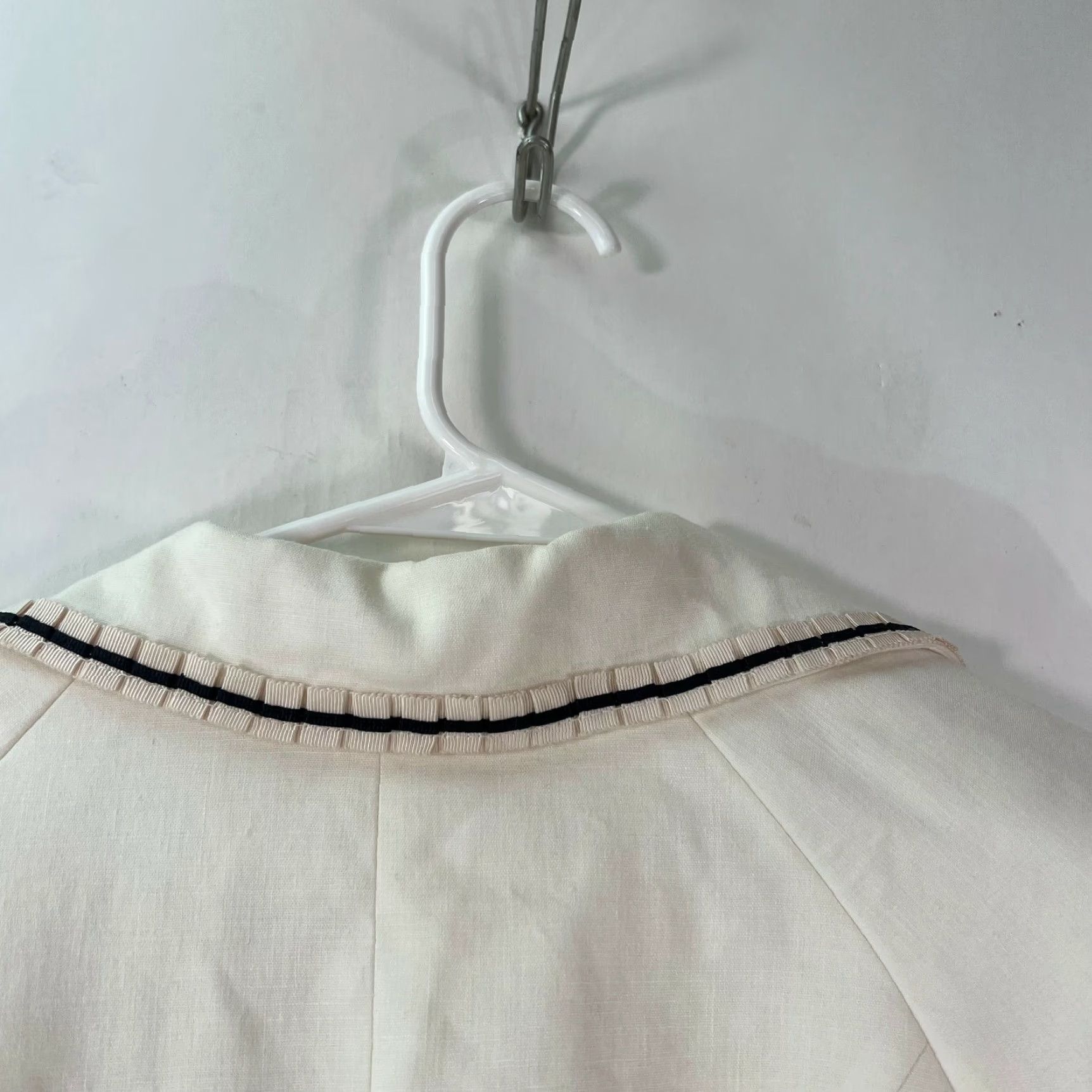Anne Klein AK Anne Klein Womens Stretch Ruffle Trim Formal Ivory Blazer Jacket Size 6 Size M / US 6-8 / IT 42-44 - 4 Thumbnail