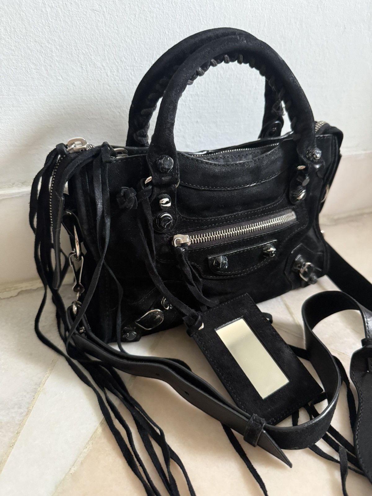 Balenciaga Balenciaga Classic Mini City Black Suede bag Size ONE SIZE - 7 Thumbnail