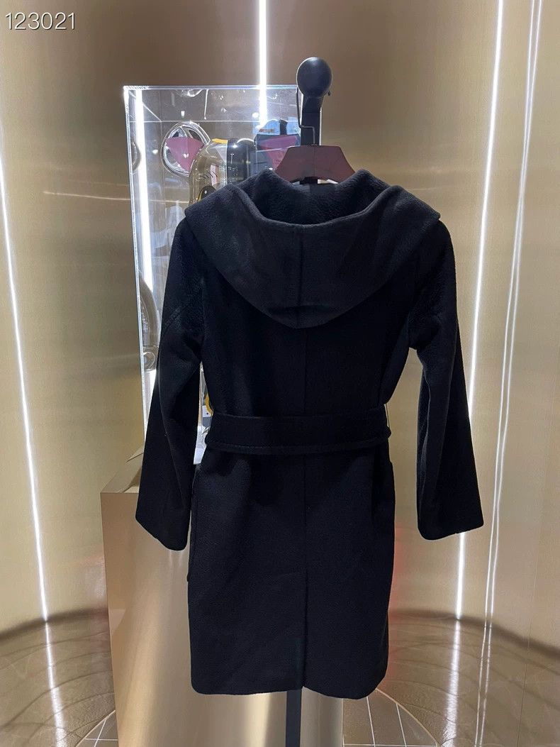 Max Mara Max Mara Black Hooded Coat Classic Camel Hair Material Size XS / US 0-2 / IT 36-38 - 2 Thumbnail