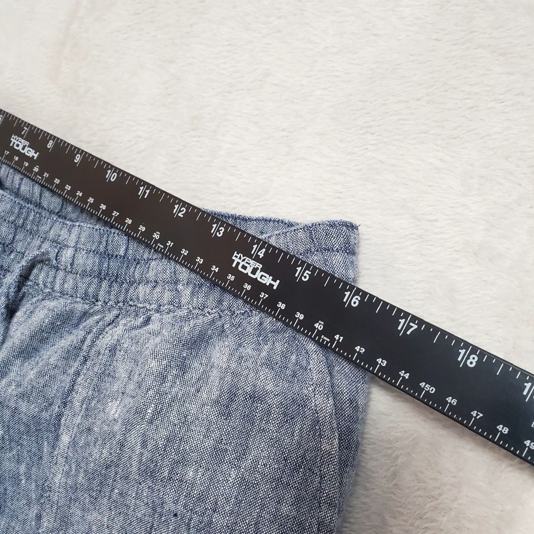 Vintage Land's End Linen Pants Women 12 Chambray Blue Crop Pull On Elastic Waist Coastal Size 34" / US 12 / IT 48 - 6 Thumbnail