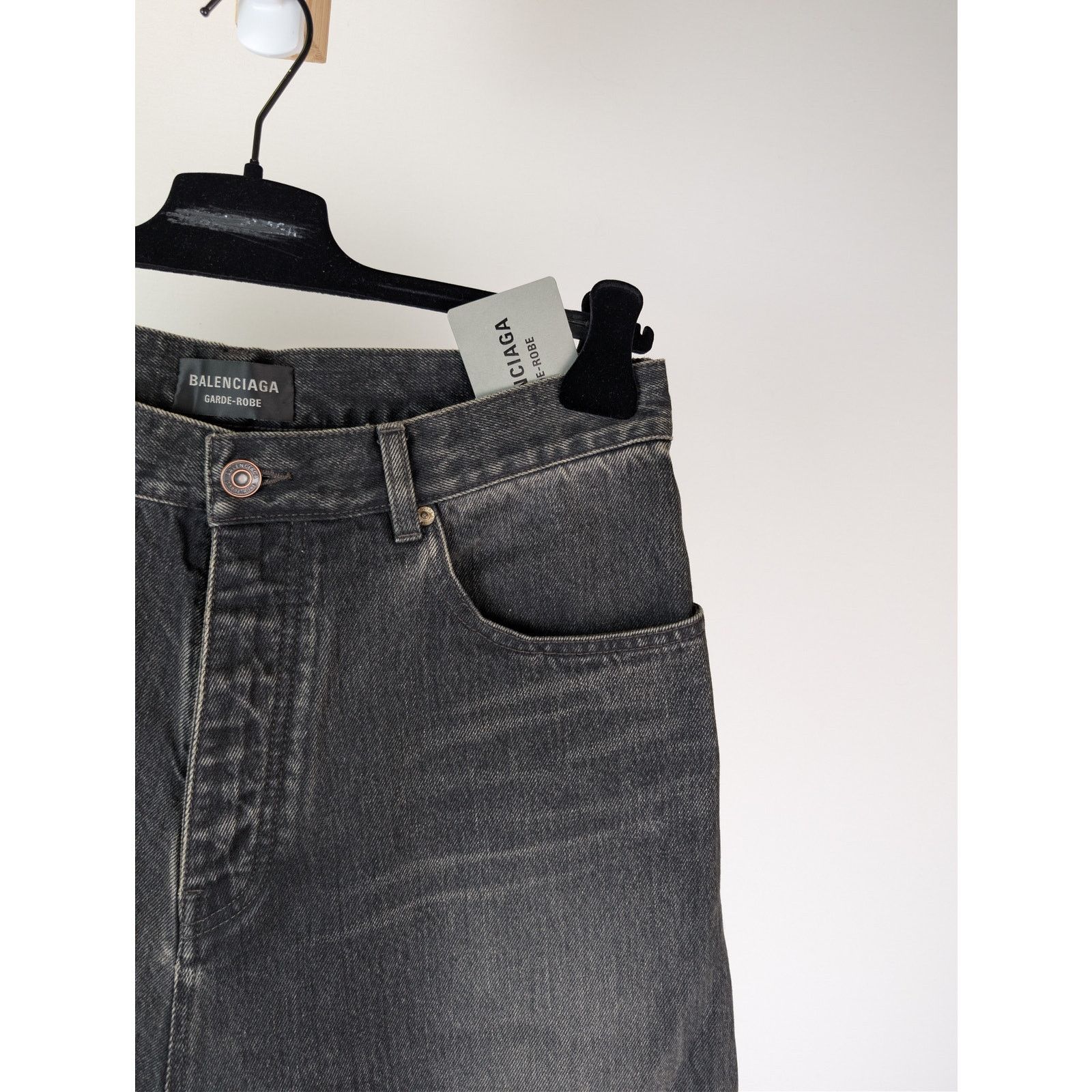 Balenciaga o1rshd1 Organic Japanese Denim Baggy Pants in Wash Black Size US 30 / EU 46 - 5 Thumbnail
