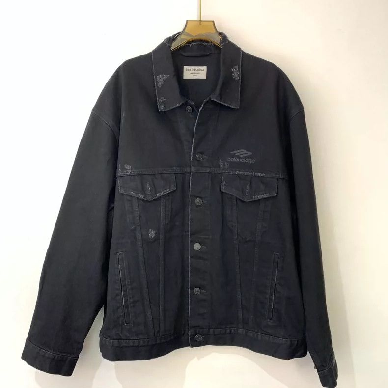 Balenciaga Balenciaga Letter Logo Distressed Destroyed Denim Jacket - Size US S / EU 44-46 / 1 - 1 Thumbnail