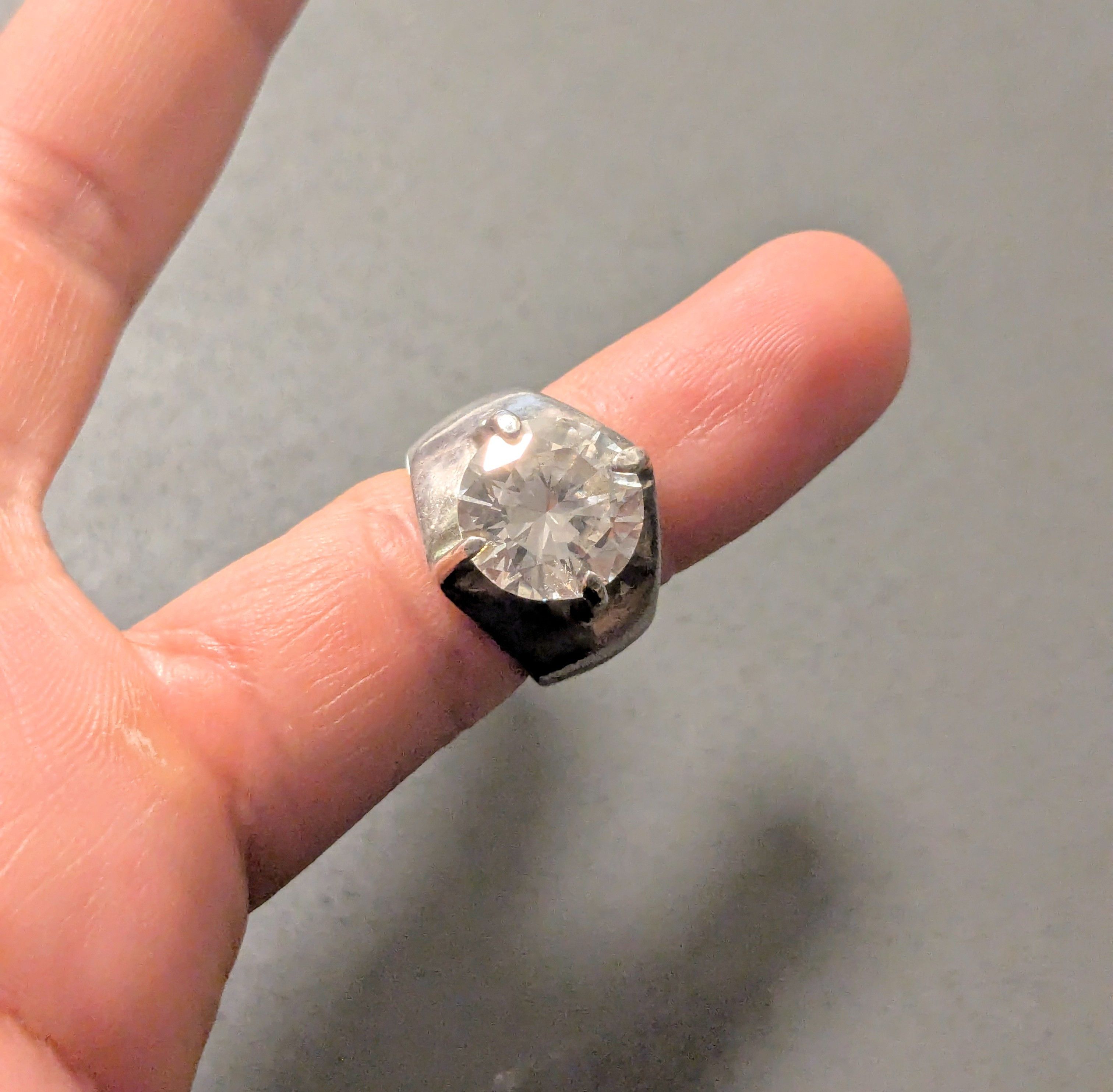 Jewelry × Vintage Vintage Sterling Silver Ring 4.75 CZ Round Modern Cocktail Size ONE SIZE - 11 Thumbnail