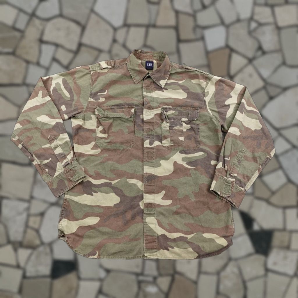Gap VINTAGE Gap Shirt Mens Medium Green Camouflage Ripstop Hook Loop Military Field Outdoor Size US M / EU 48-50 / 2 - 1 Thumbnail