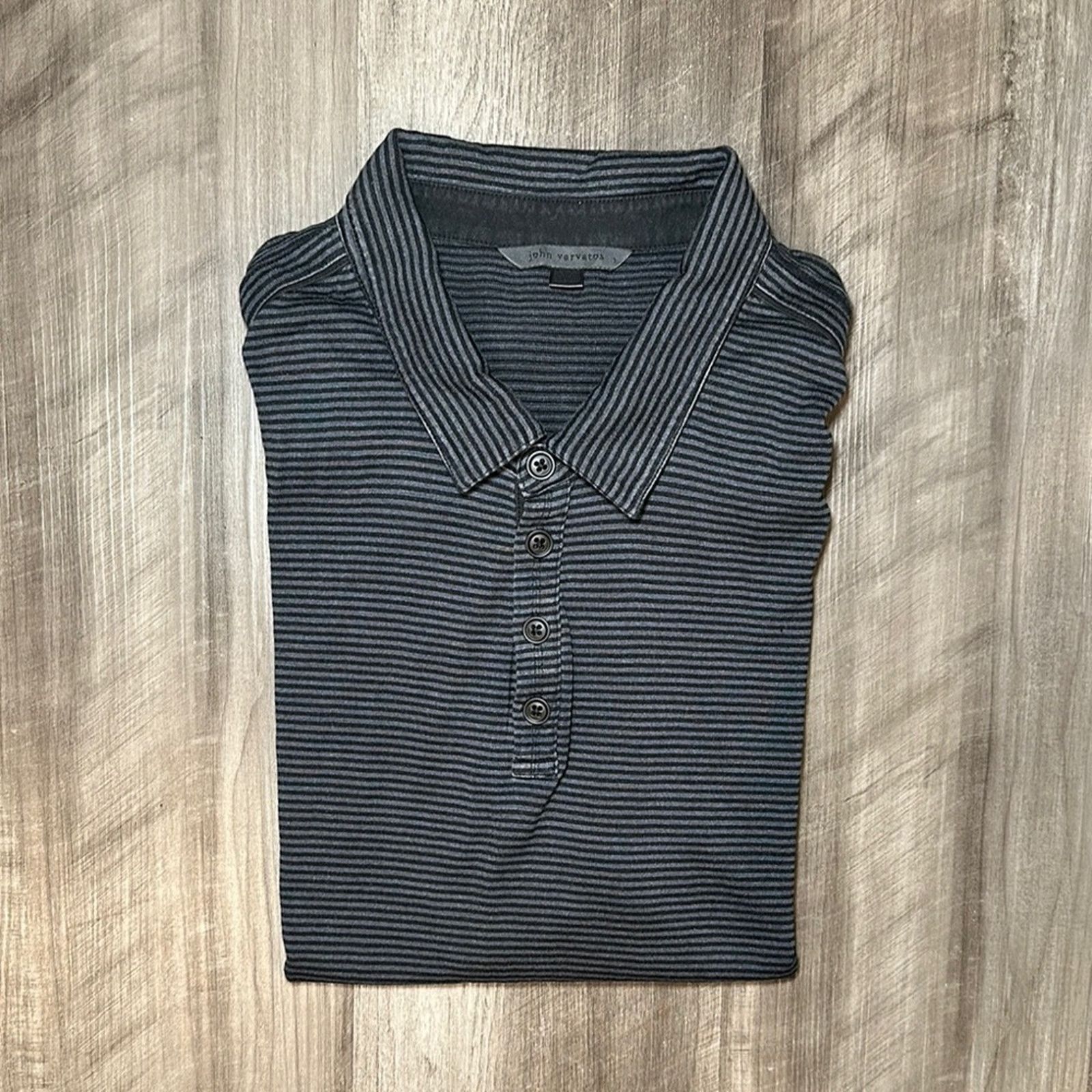 John Varvatos John Varvatos Hampton Striped Silk Blend Polo - 2XL Size US XXL / EU 58 / 5 - 1 Thumbnail