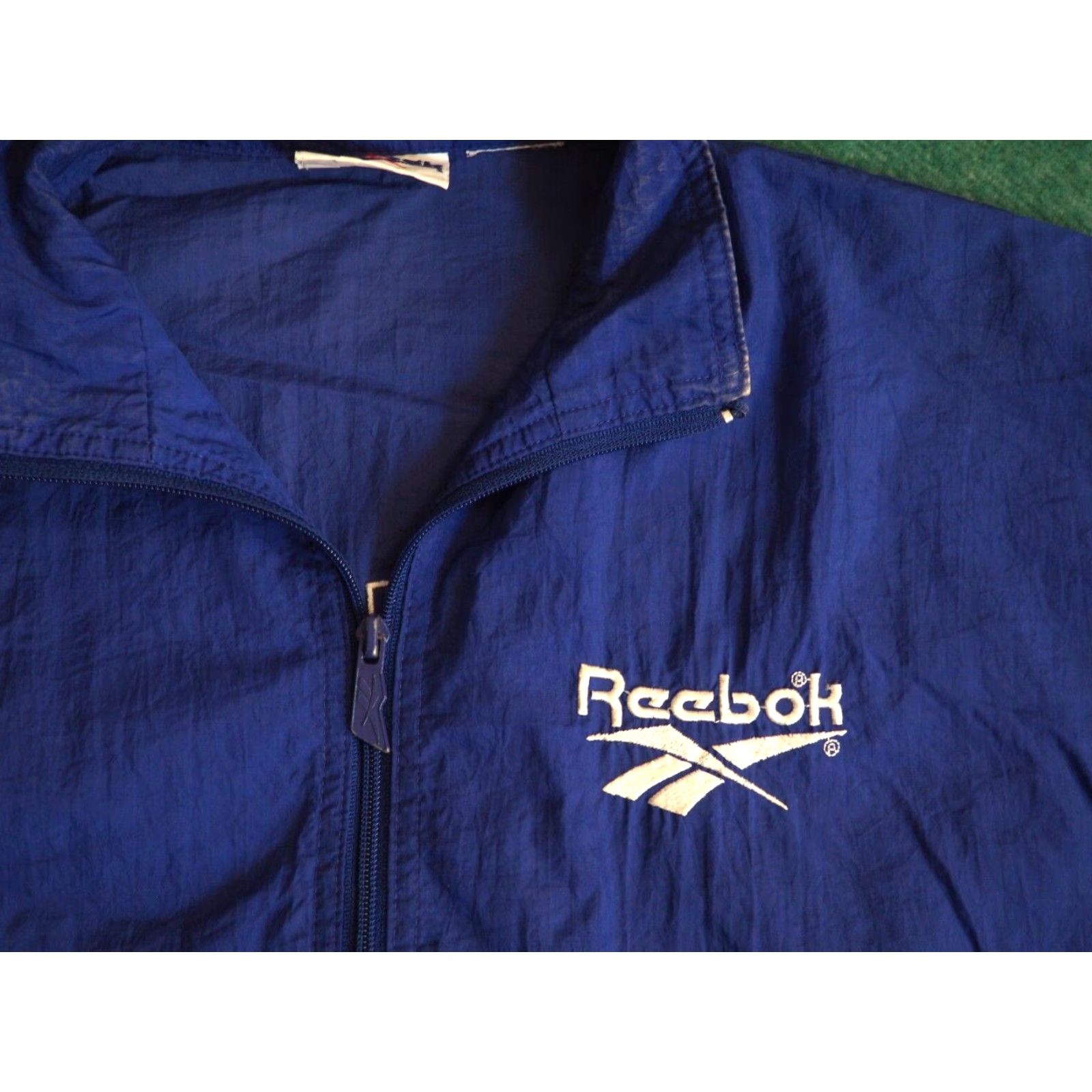 Reebok VTG Reebok Track Jacket Windbreaker Royal Blue Logo Zip Short Sleeve Womens L Blue 80s 90s Athletic Running Jogging Pockets Vintage Size L / US 10 / IT 46 - 5 Thumbnail