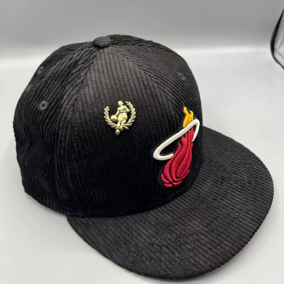 New Era Miami Heat Hat Men 7 5/8 Corduroy 59Fifty New Era Fitted Cap Size ONE SIZE - 3 Thumbnail