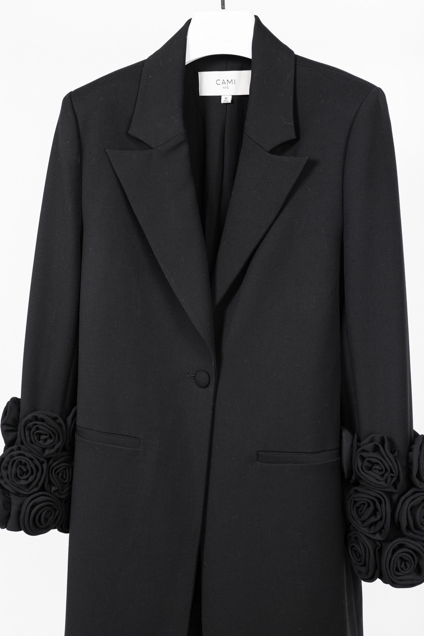 CAMI NYC CAMI NYC Noelani Black Rosette-Cuff Coat Size M / US 6-8 / IT 42-44 - 3 Thumbnail