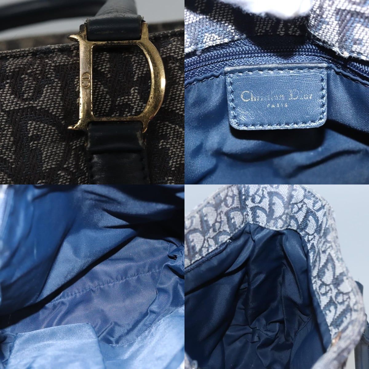 Dior DIOR Trotter Canvas Hand Bag Navy Gold Size ONE SIZE - 11 Thumbnail