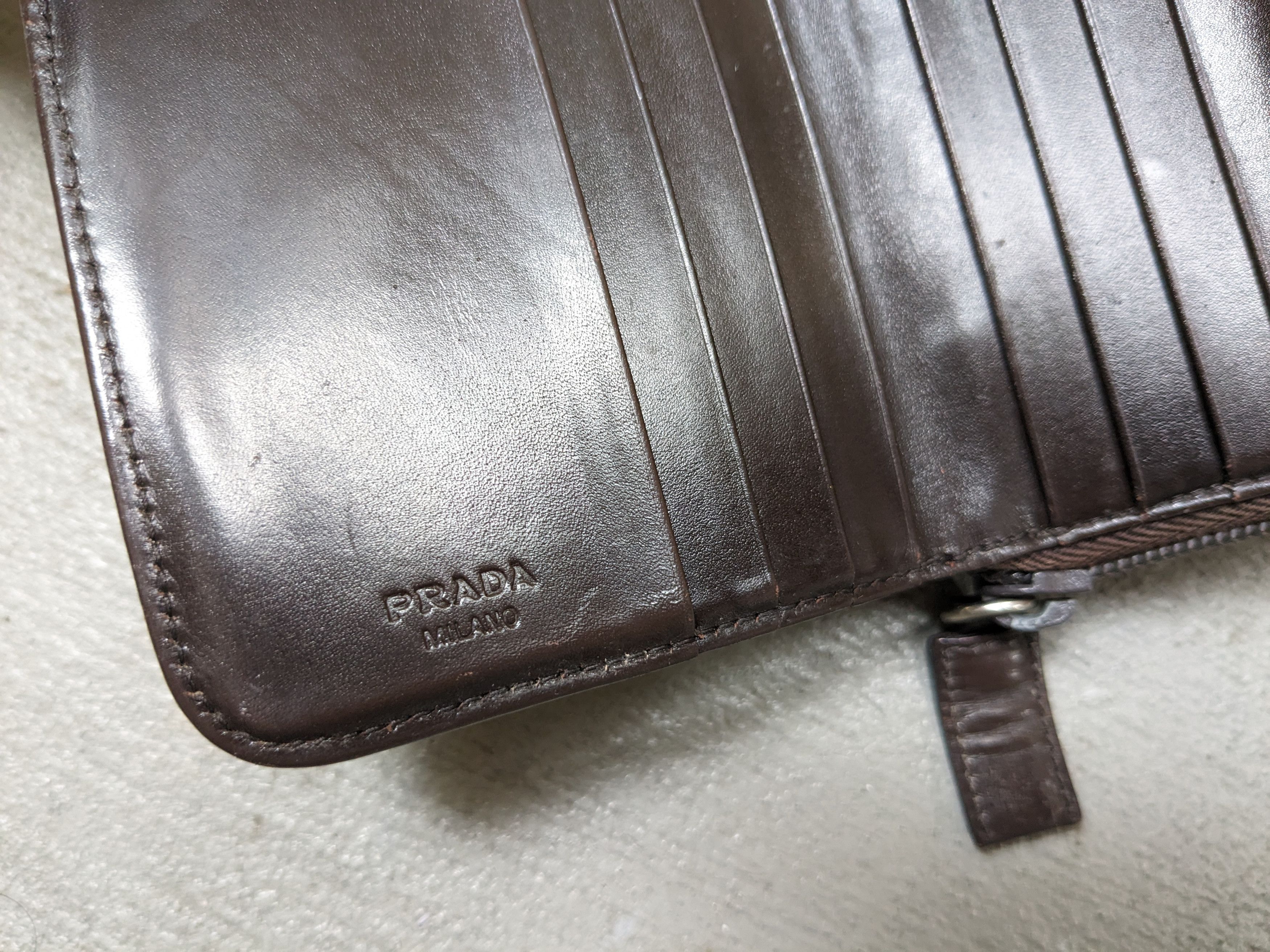 Prada Prada Wallet Hemp Beige Woven Brown Leather Bifold Italy Y2K Size ONE SIZE - 10 Thumbnail