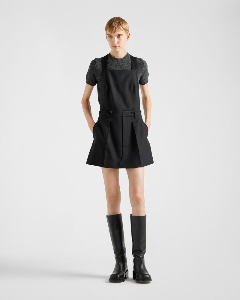 Prada o1B3y1r0426 Gabardine Mini-Dress in Black Size XS / US 0-2 / IT 36-38 - 2 Thumbnail