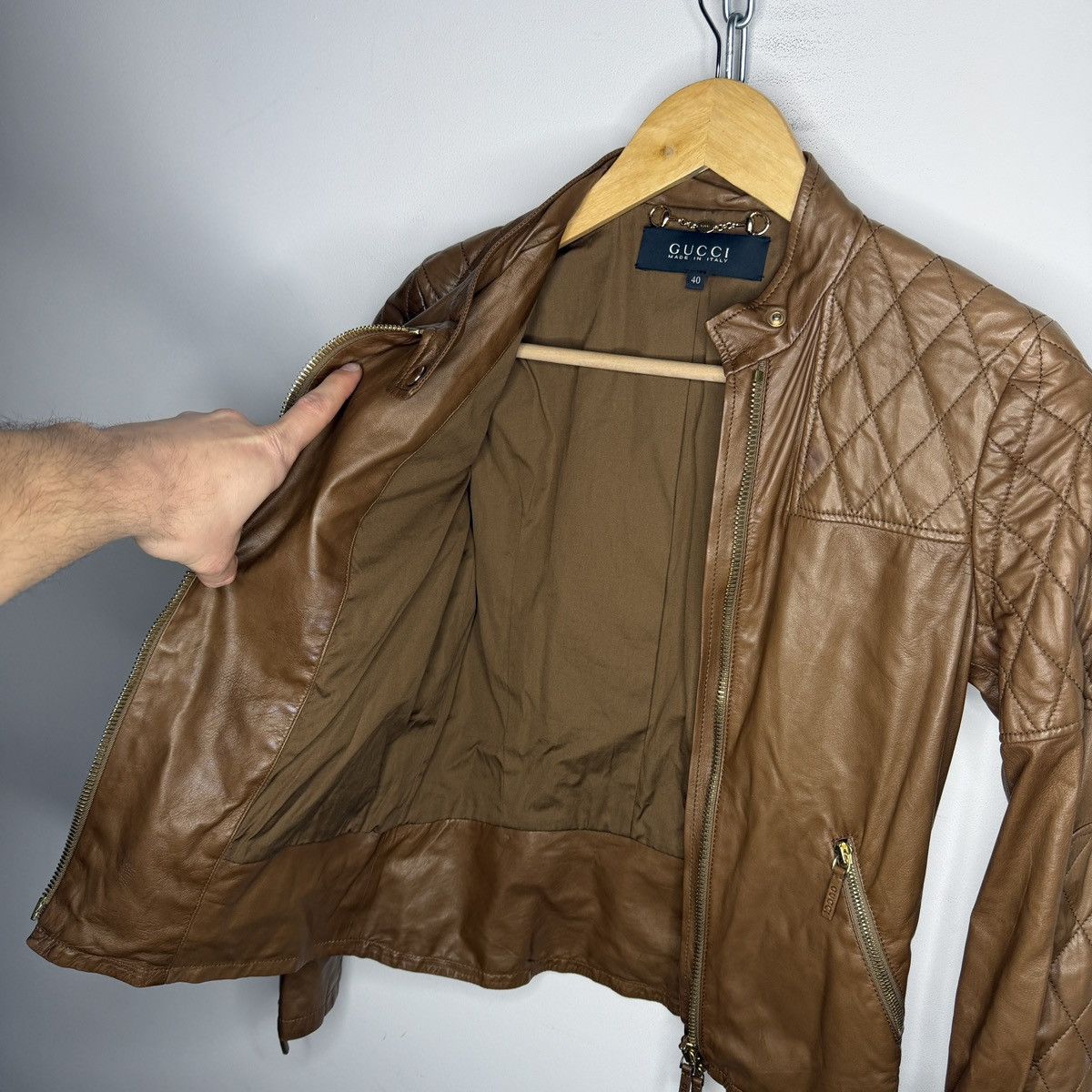Gucci Gucci Leather Jacket Biker by Tom Ford Y2K Size S / US 4 / IT 40 - 11 Thumbnail