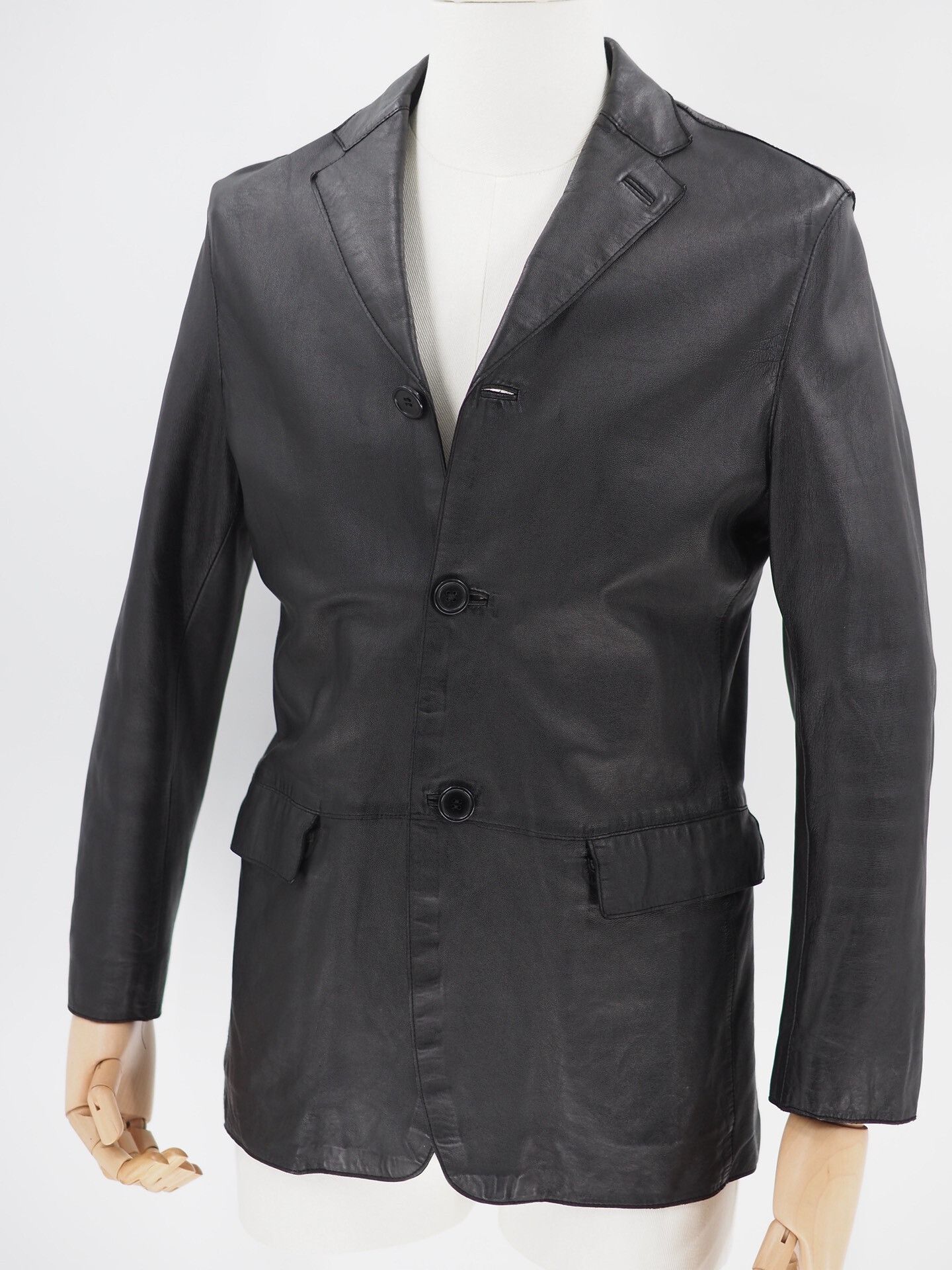 Gucci 90s Gucci Black Leather Suit Jacket Size US L / EU 52-54 / 3 - 1 Thumbnail