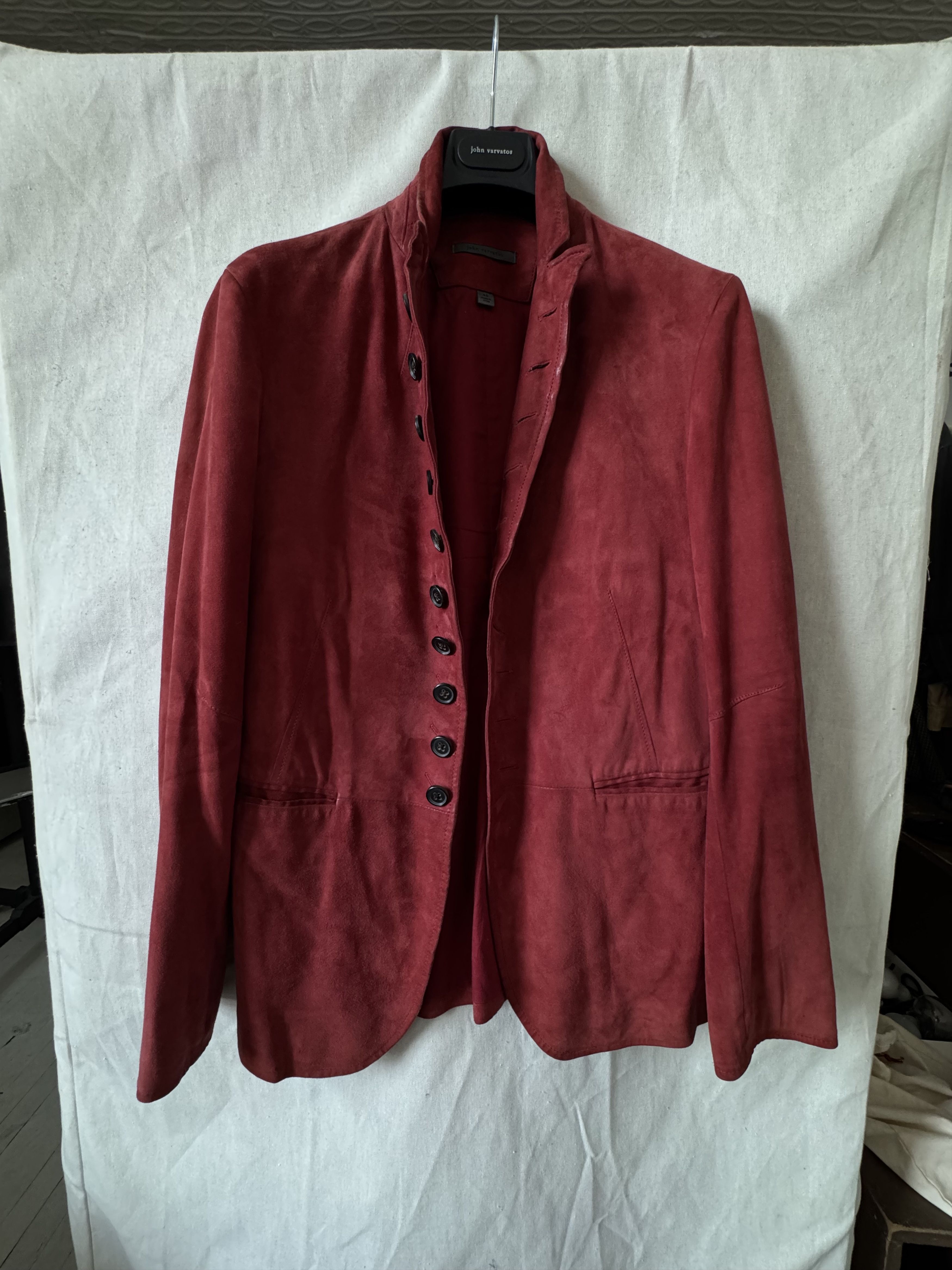 John Varvatos JOHN VARVATOS PINK SUEDE MULTIBUTTON JACKET Size 46R - 2 Thumbnail
