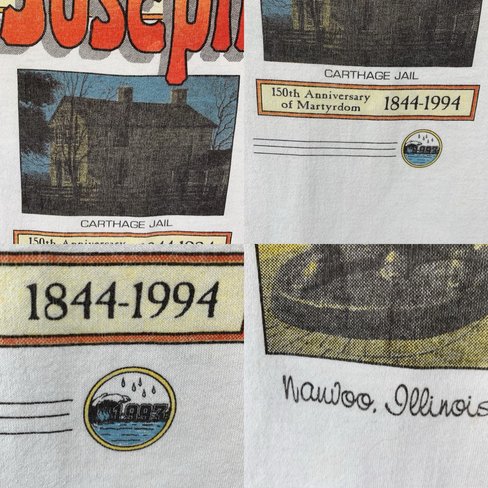 Fruit Of The Loom VINTAGE Nauvoo Illinois T-Shirt Men XL White 90s Retro Double-Sided Graphic Tee Size US XL / EU 56 / 4 - 8 Thumbnail