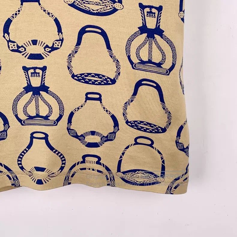 Hermes Hermes Brown Pattern Full Print Cotton Round Neck Short Sl Size XXS / US 00 / IT 34 - 4 Thumbnail