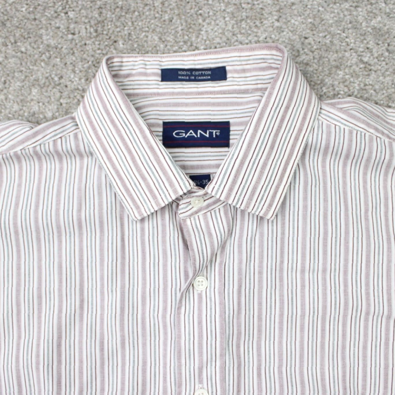 Gant GANT Shirt Mens 16 1/2 35 Red/White Striped 100% Cotton Long Sleeve Button Down Dress Shirt Mens Regular Red 90s Classic Vintage No Size US XL / EU 56 / 4 - 6 Thumbnail