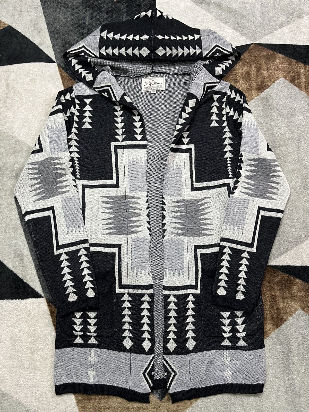 Native Vintage Local Motion Navajo Aztec Alpaca Wool Parka Hoodie Size US L / EU 52-54 / 3 - 2 Thumbnail