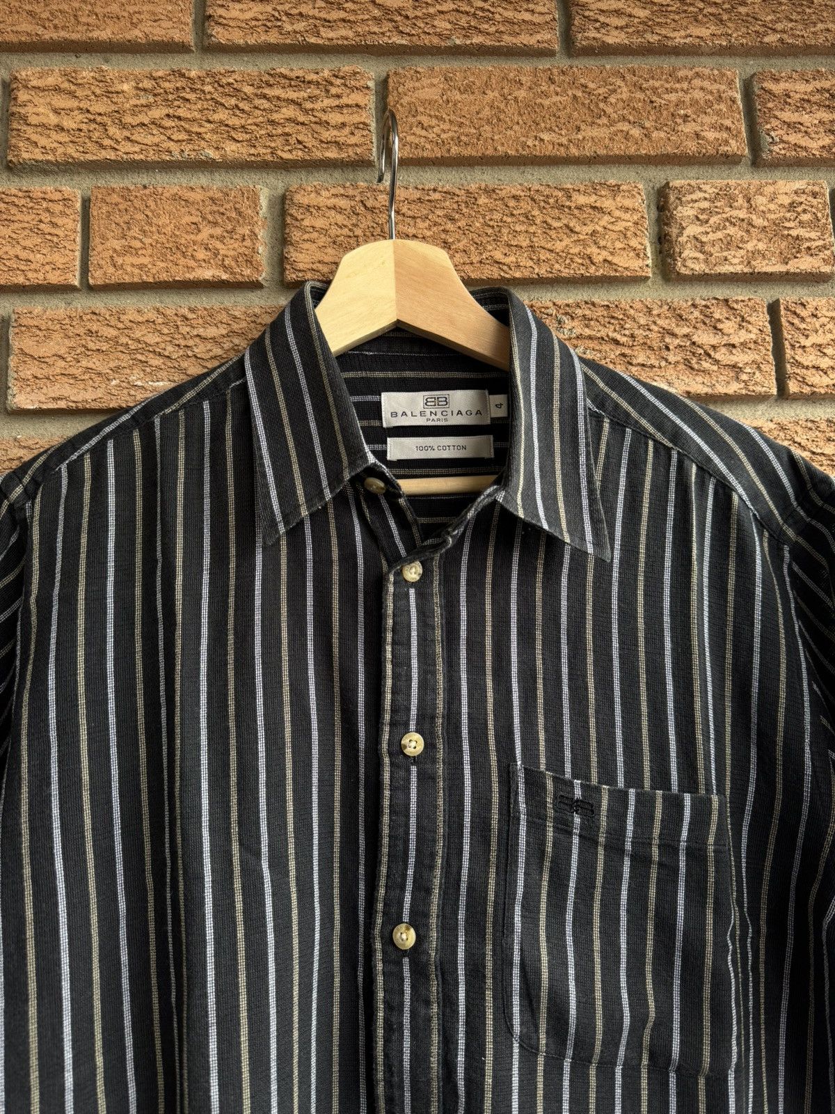 Balenciaga Balenciaga Vintage Shirt Striped Button Ups Size US L / EU 52-54 / 3 - 11 Thumbnail