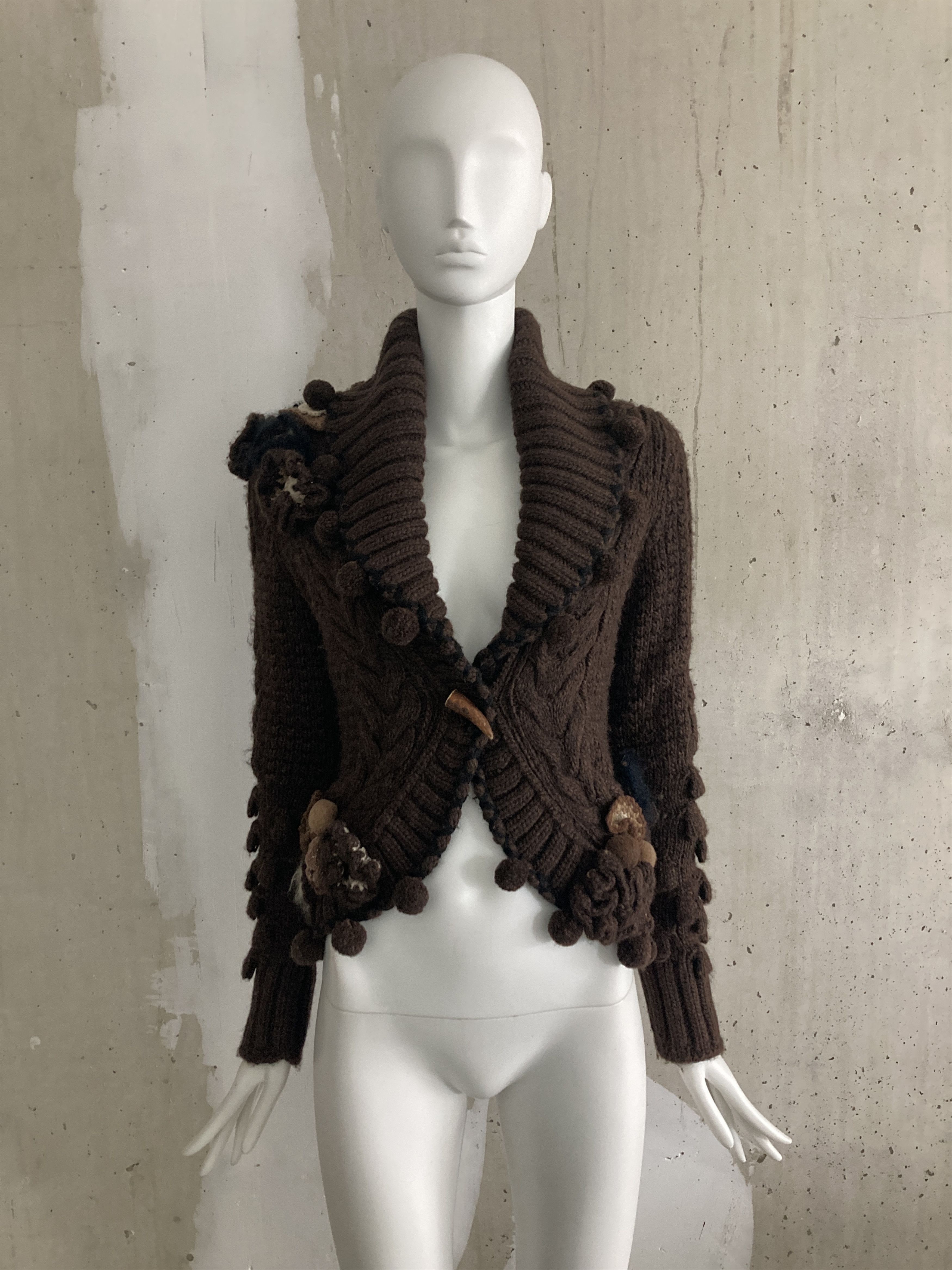 image of Alexander Mcqueen Fw2005 Brown Runway Cardigan, Women's (Size Medium)