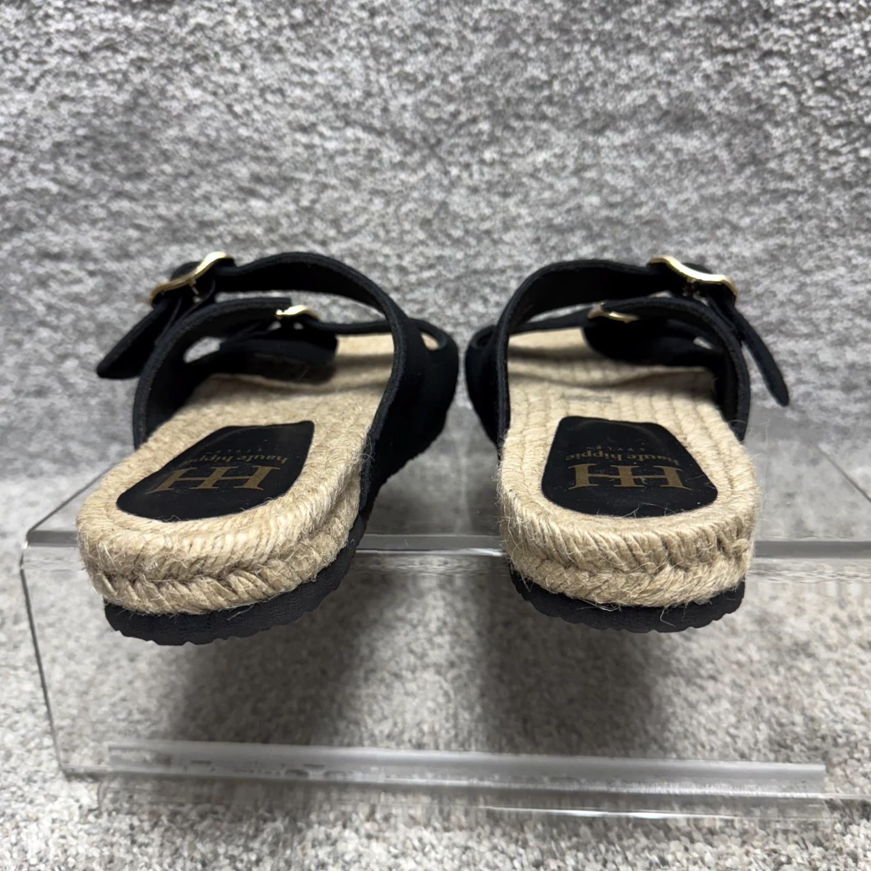Haute Hippie Haute Hippie Womens Sandals Black 6.5 M Double Buckle Espadrille Slidess Size US 7 / IT 37 - 6 Thumbnail