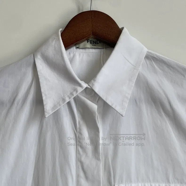 Fendi Fendi Letter Logo Printed Collar Long Sleeve Shirt Size XXS / US 00 / IT 34 - 3 Thumbnail