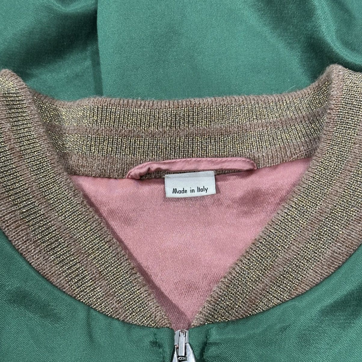 Gucci GUCCI GREEN PINK SATIN EMBROIDERED PANTHER BOMBER SIZE 50 L Size US L / EU 52-54 / 3 - 7 Thumbnail
