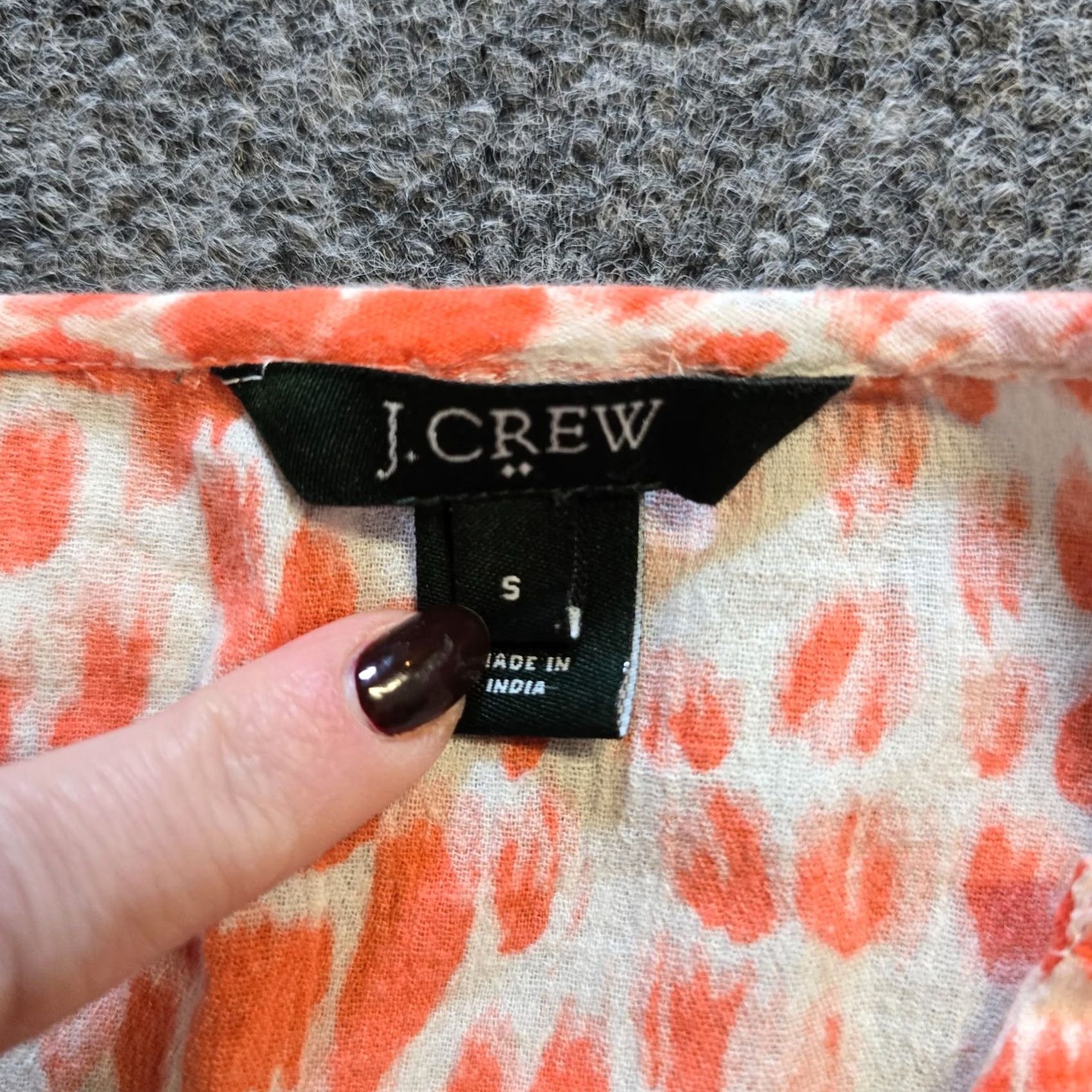 J.Crew J.CREW Blouse Shirt Womens S Orange White Dotted 3/4 Sleeve Tunic Beachy Career Vintage No Size S / US 4 / IT 40 - 4 Thumbnail