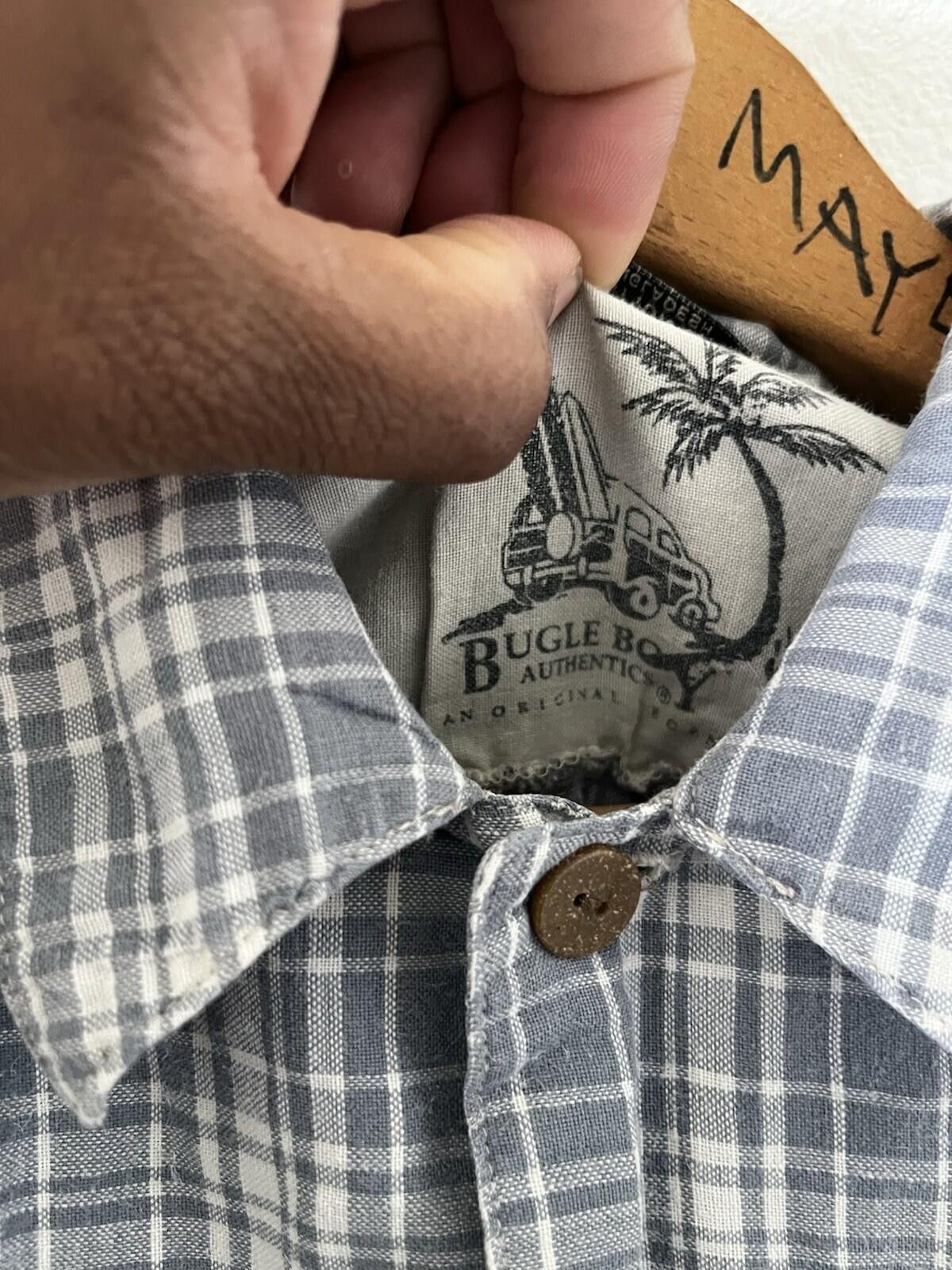 Bugle Boy Bugle Boy Authentics Plaid Floral Shirt L Grey Hibiscus Size US L / EU 52-54 / 3 - 4 Thumbnail