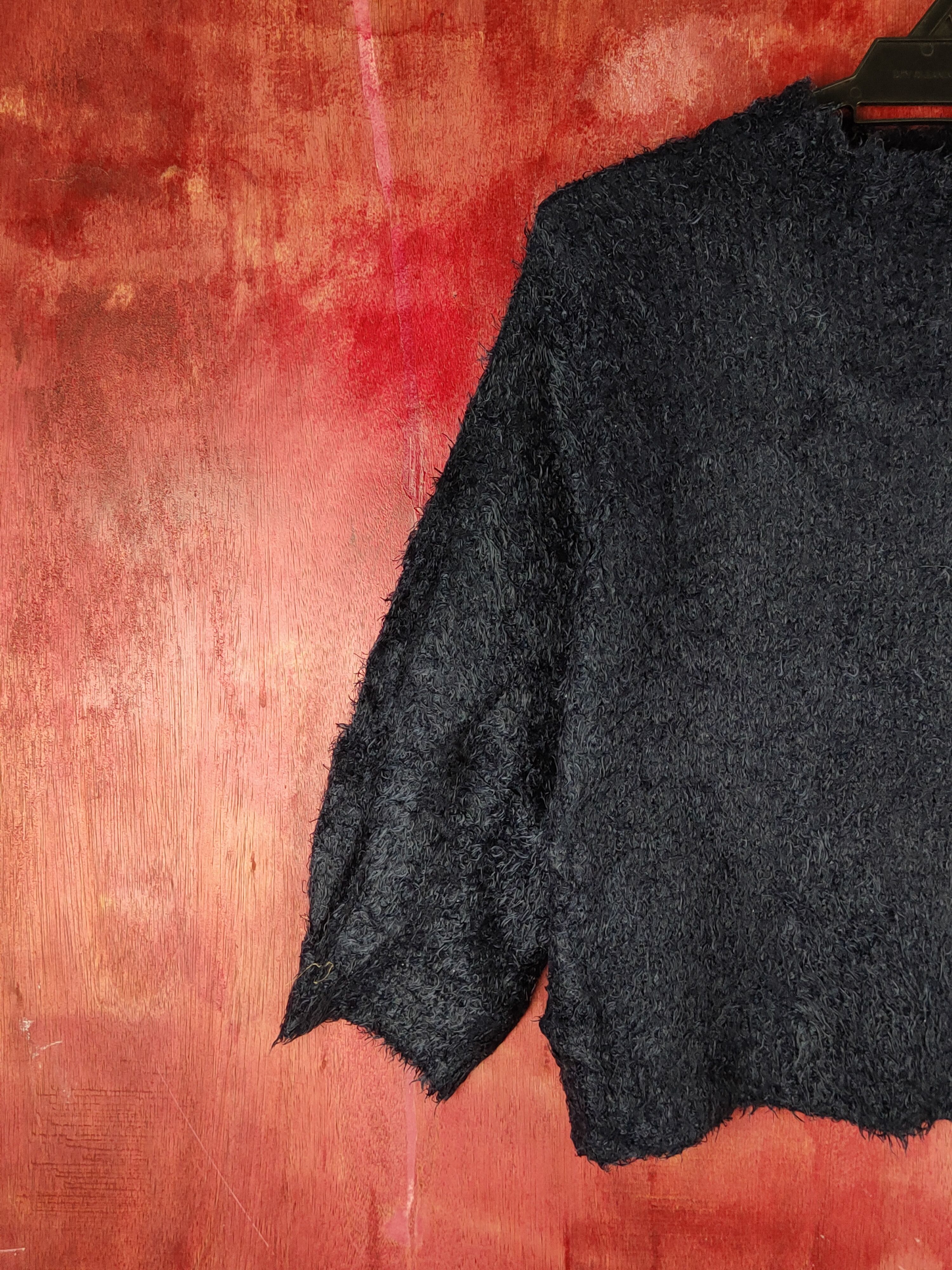 GU GU Navy Shag Shaggy Fur Mohair Knitwear #S2165 Size M / US 6-8 / IT 42-44 - 3 Thumbnail
