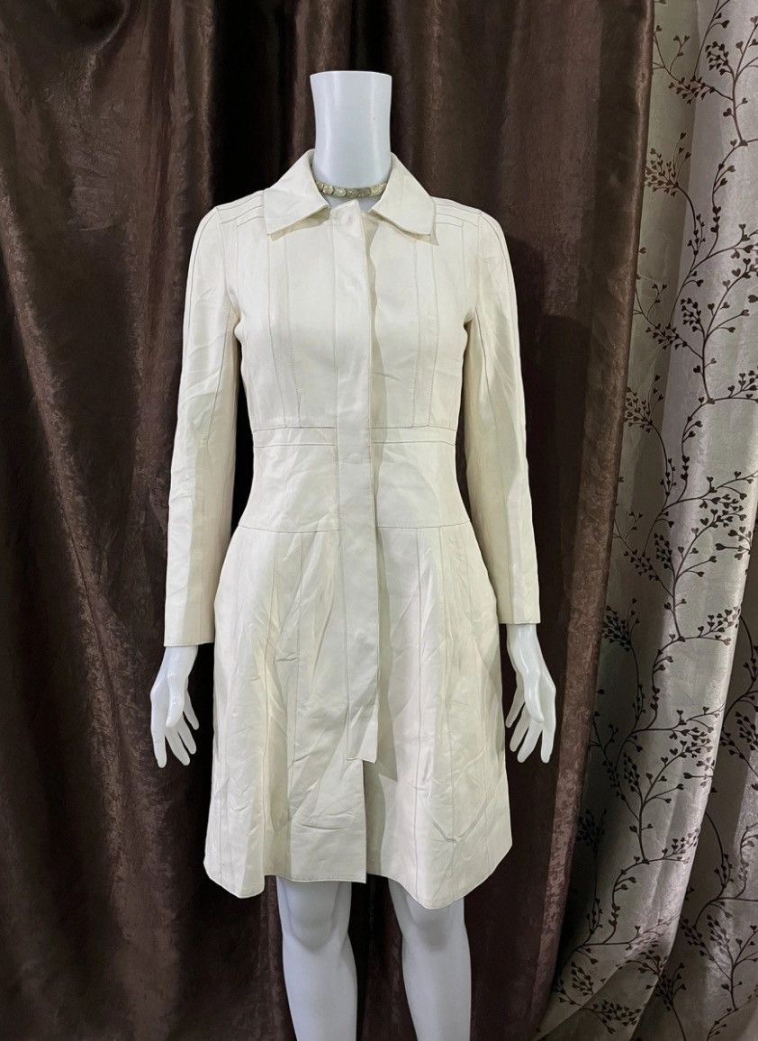 image of Vintage Loewe Lambskin Leather Dress in White, Women's (Size Small)